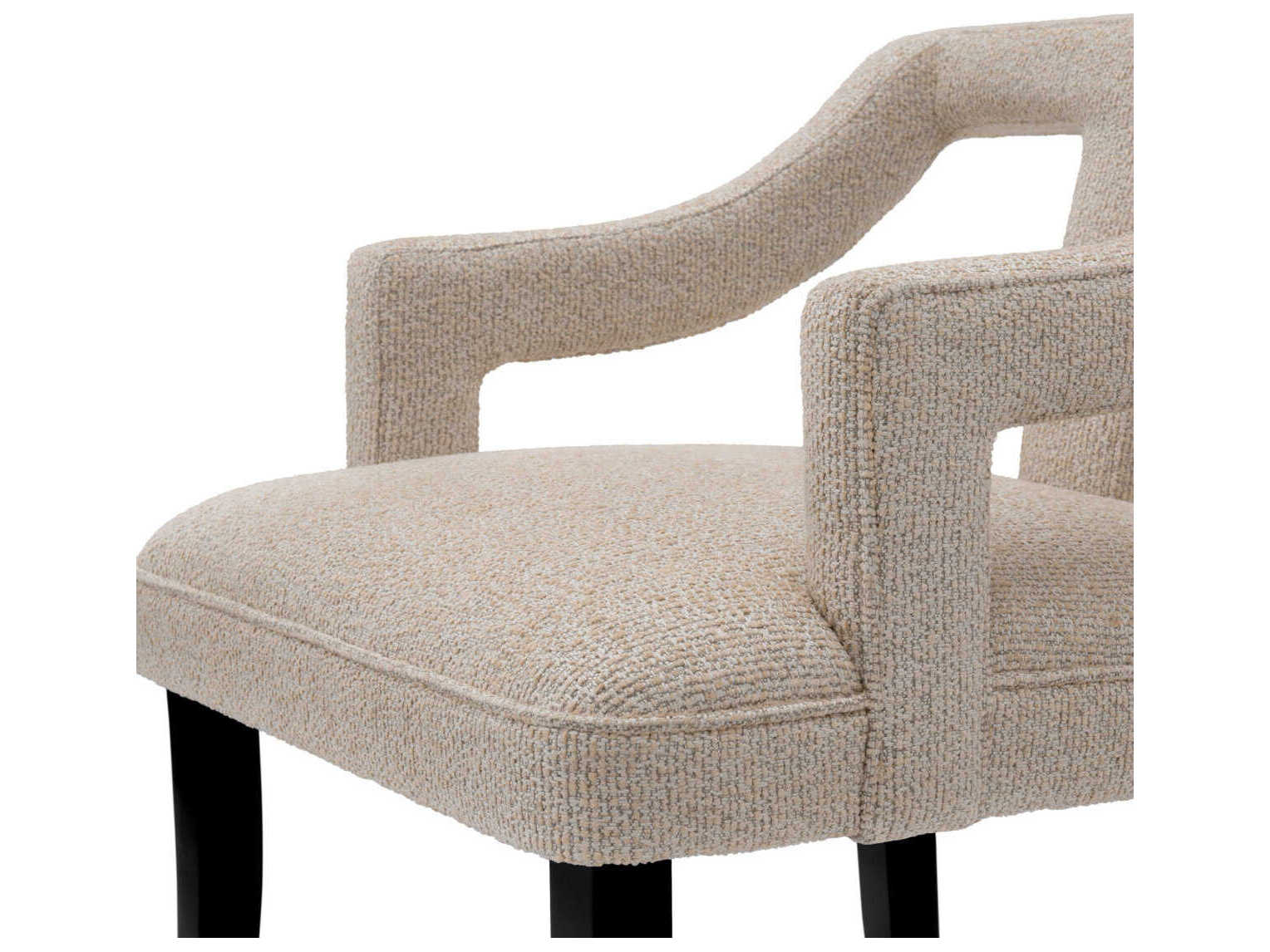 Eichholtz Roumier Palmer Beige Black Legs Upholstered Counter Stool