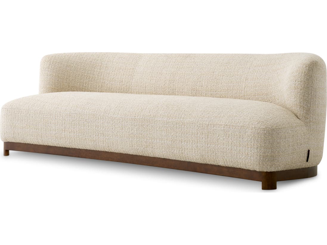 Eichholtz Winslow Chenille Beige X Walnut Base Upholstered Sofa