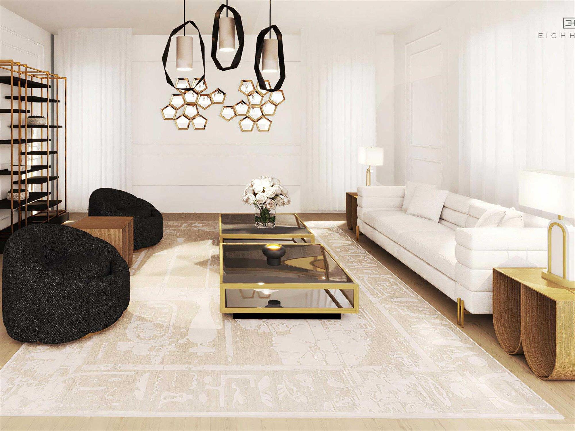 Eichholtz York White Boucle Fabric Living Room Set