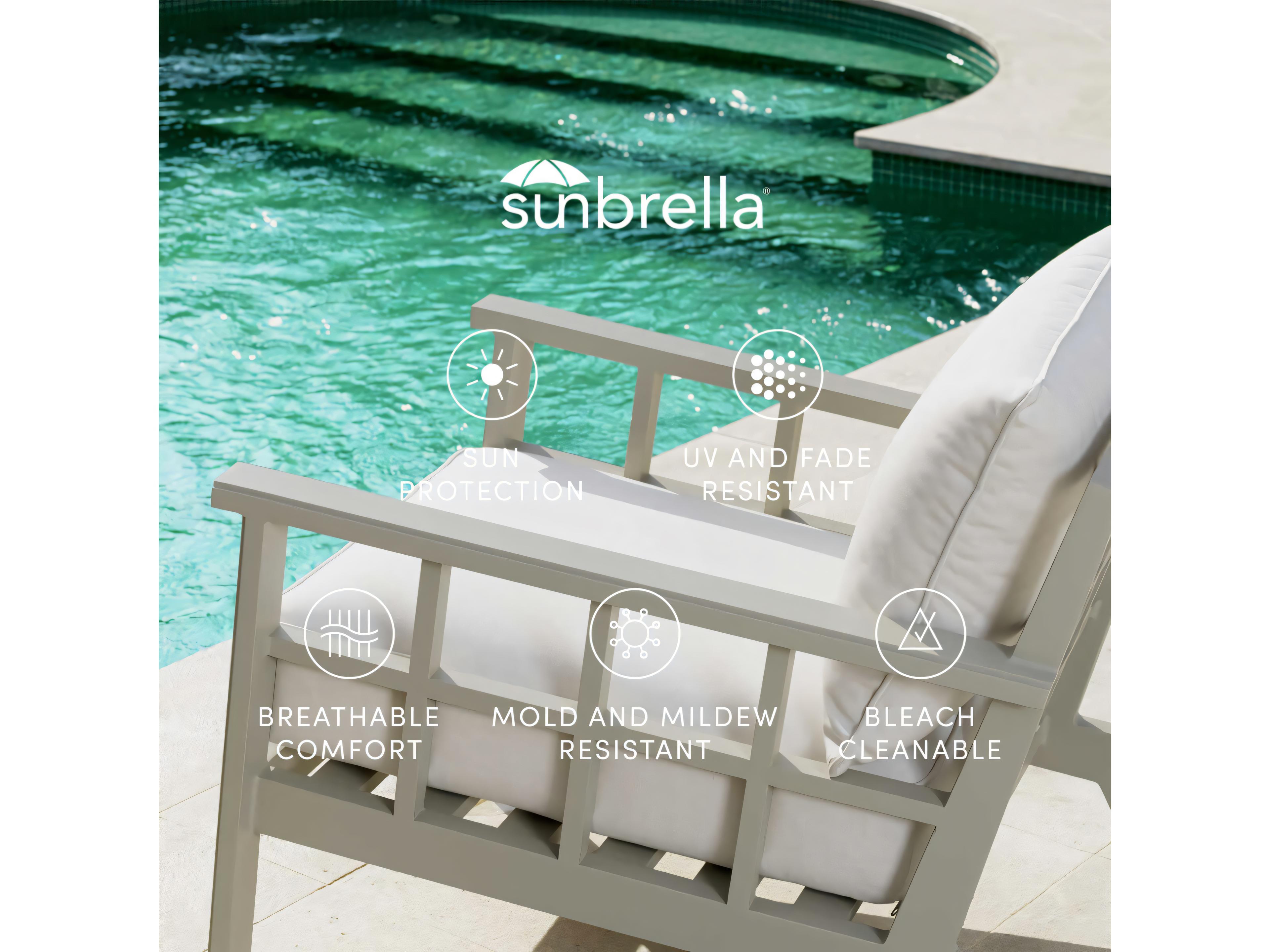 Eichholtz Outdoor White Finish Sunbrella Mineral Blue Sofa