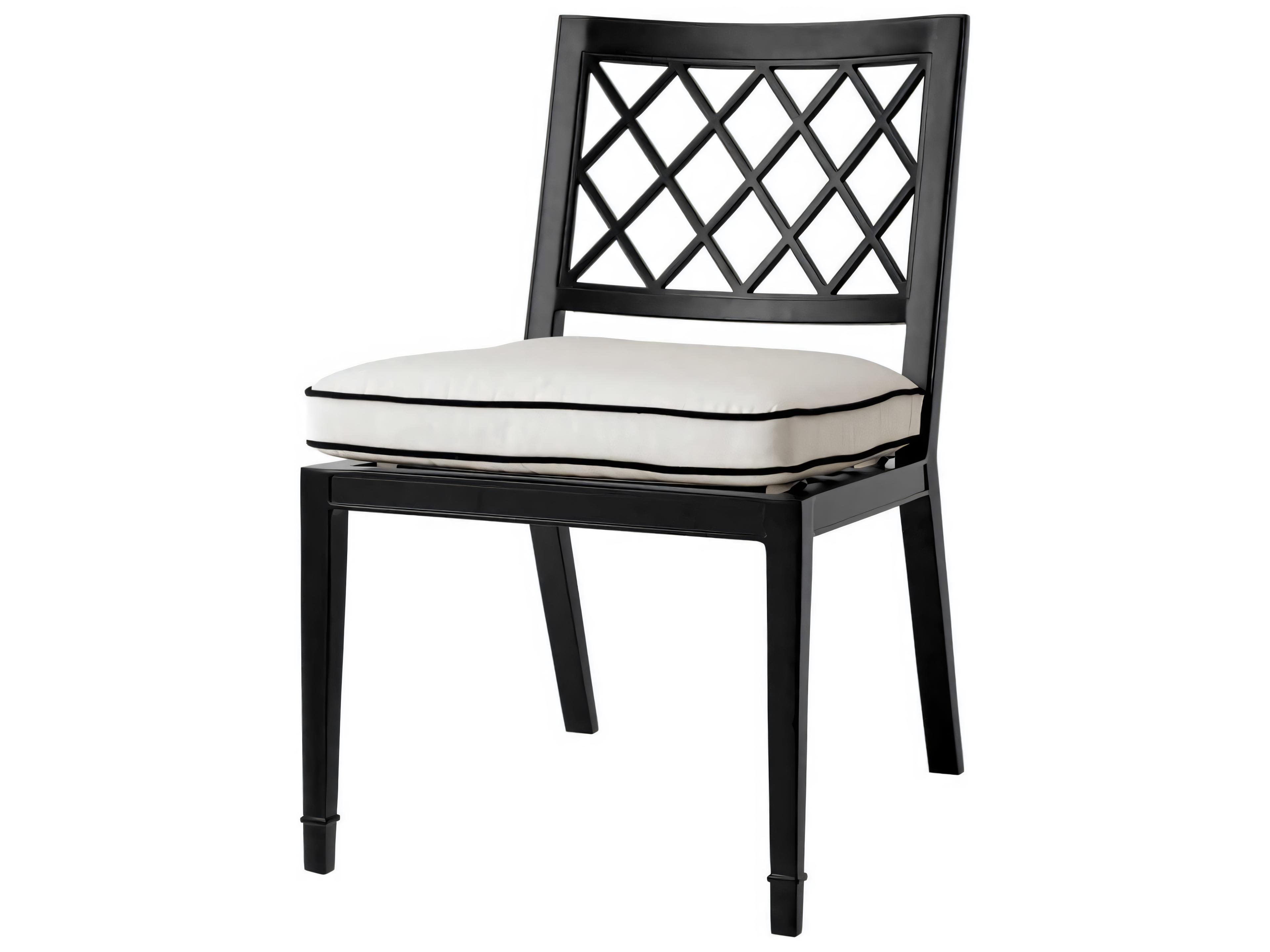 Eichholtz Outdoor Black Finish Sunbrella Canvas Dining Chair