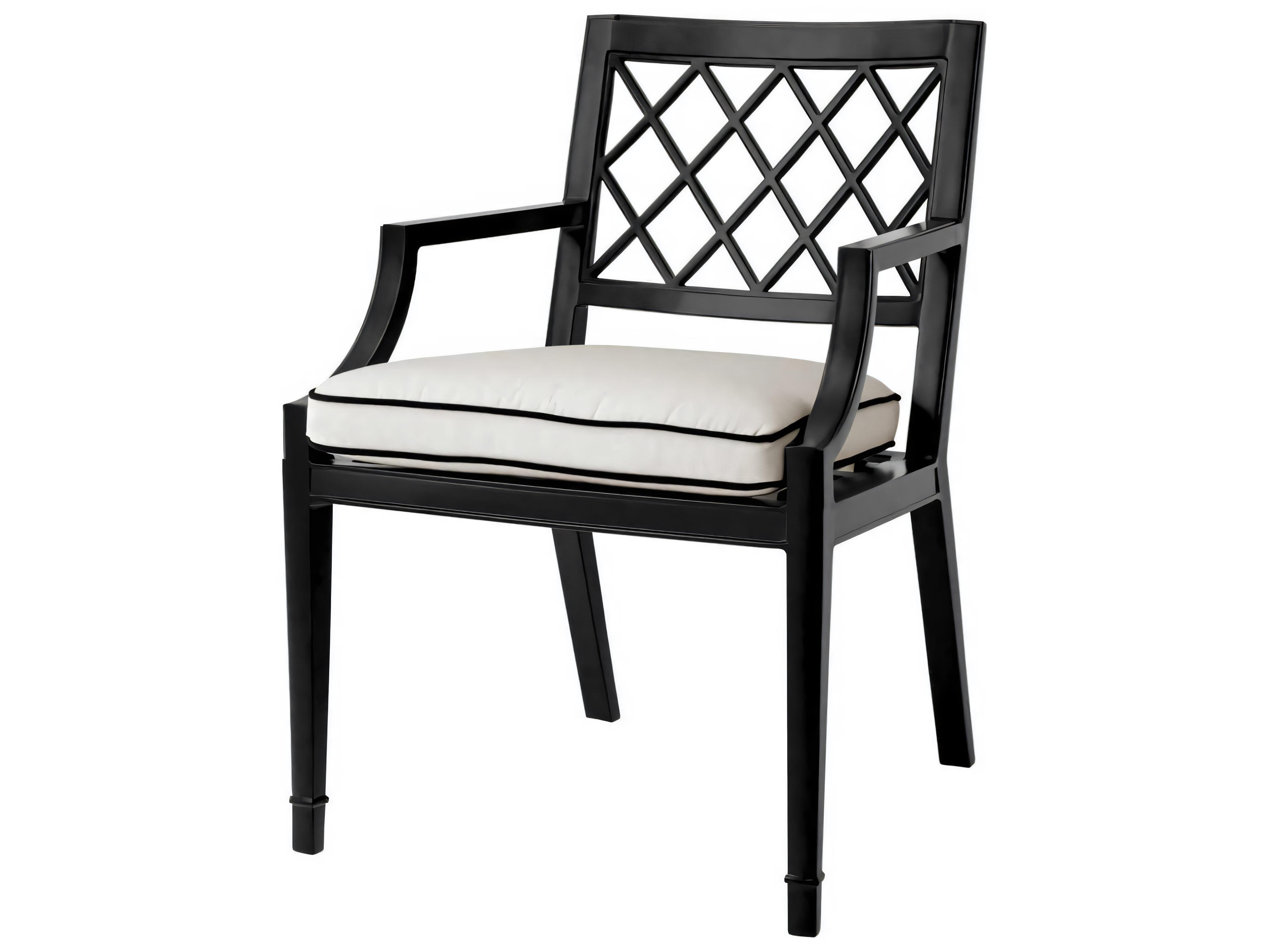 Eichholtz Outdoor Black Finish Sunbrella Canvas Dining Chair