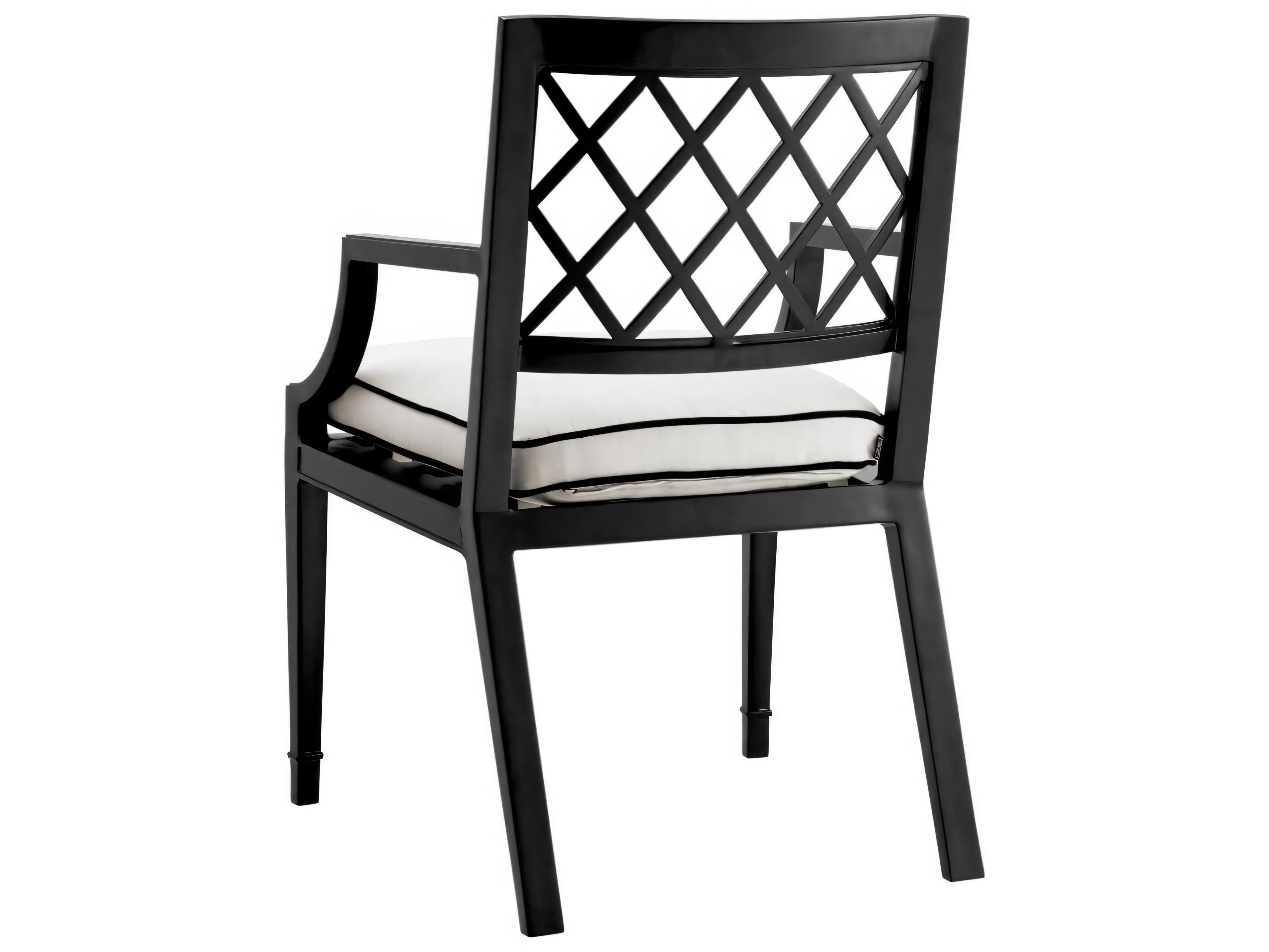 Eichholtz Outdoor Black Finish Sunbrella Canvas Dining Chair