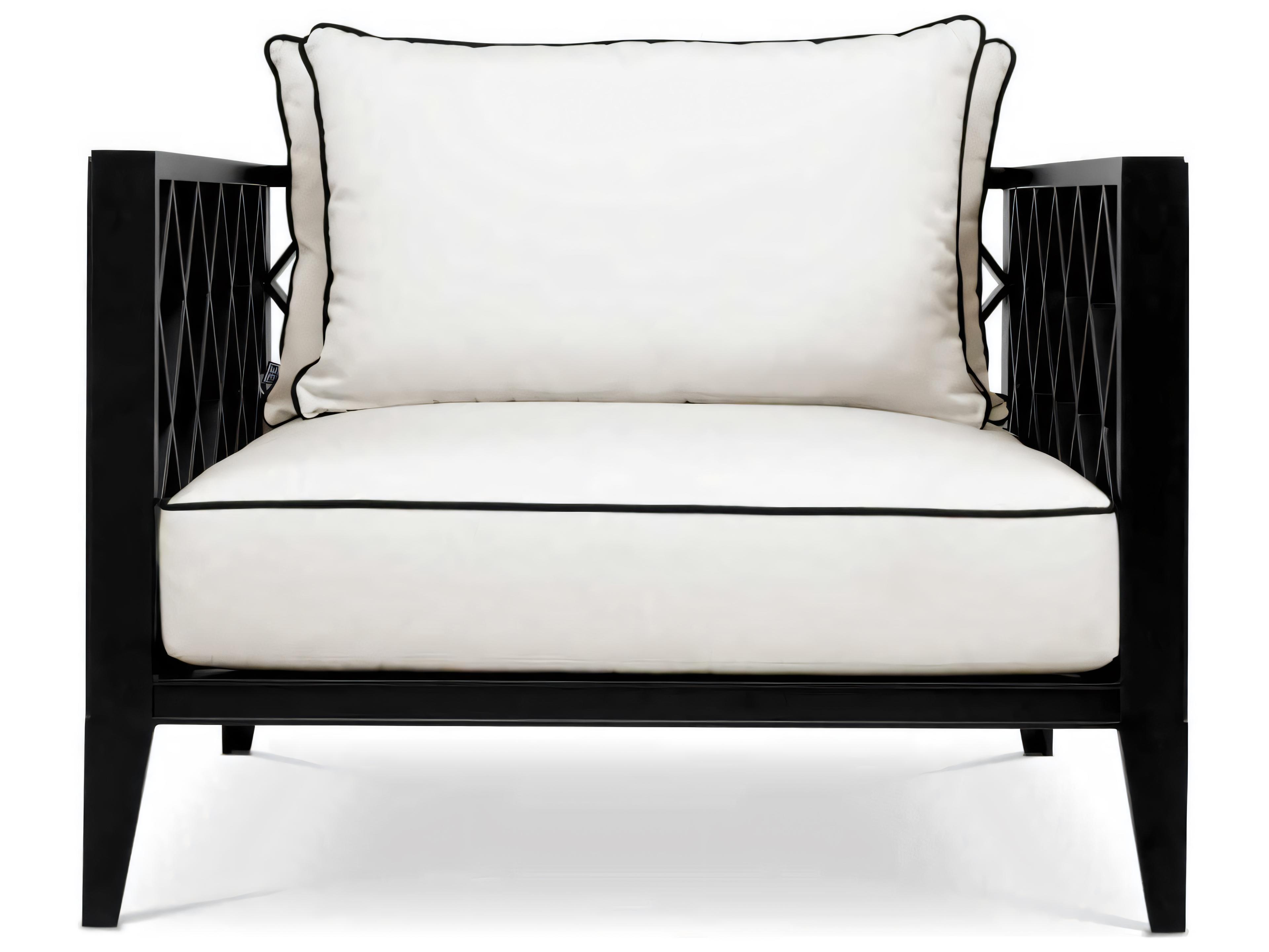 Eichholtz Outdoor Black Finish Sunbrella Canvas Lounge Chair