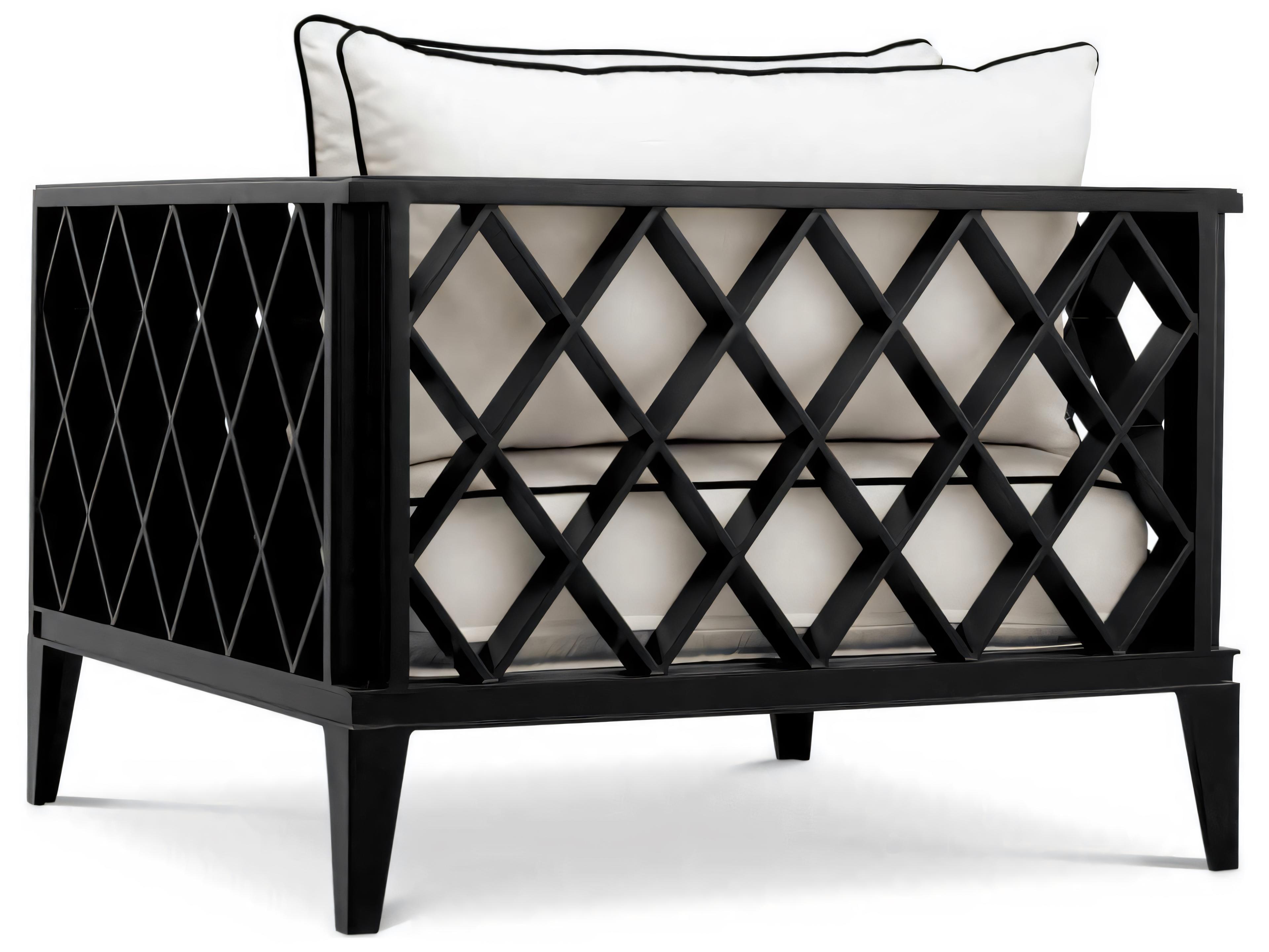 Eichholtz Outdoor Black Finish Sunbrella Canvas Lounge Chair