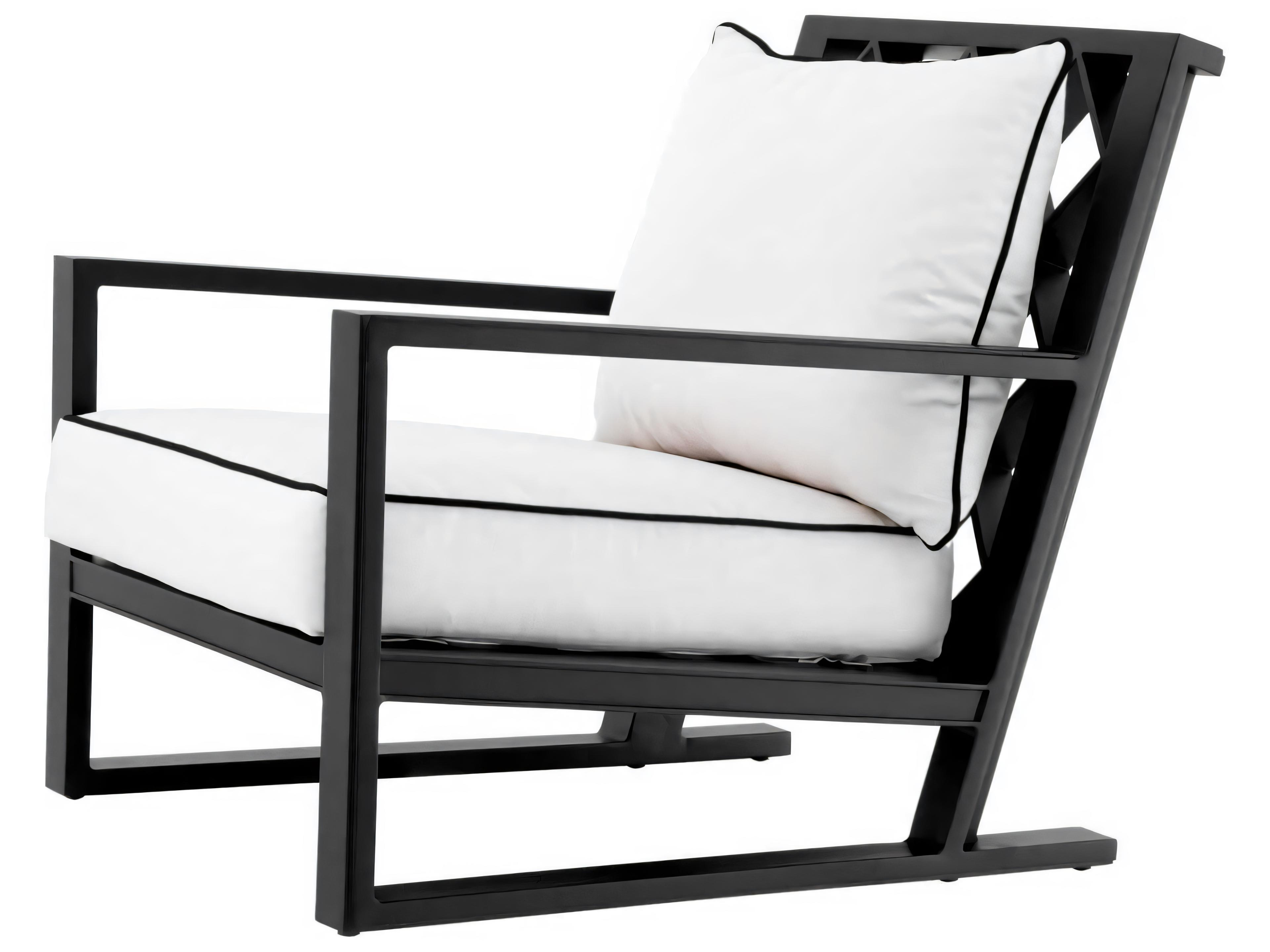 Eichholtz Outdoor Black Finish Sunbrella Canvas Lounge Chair
