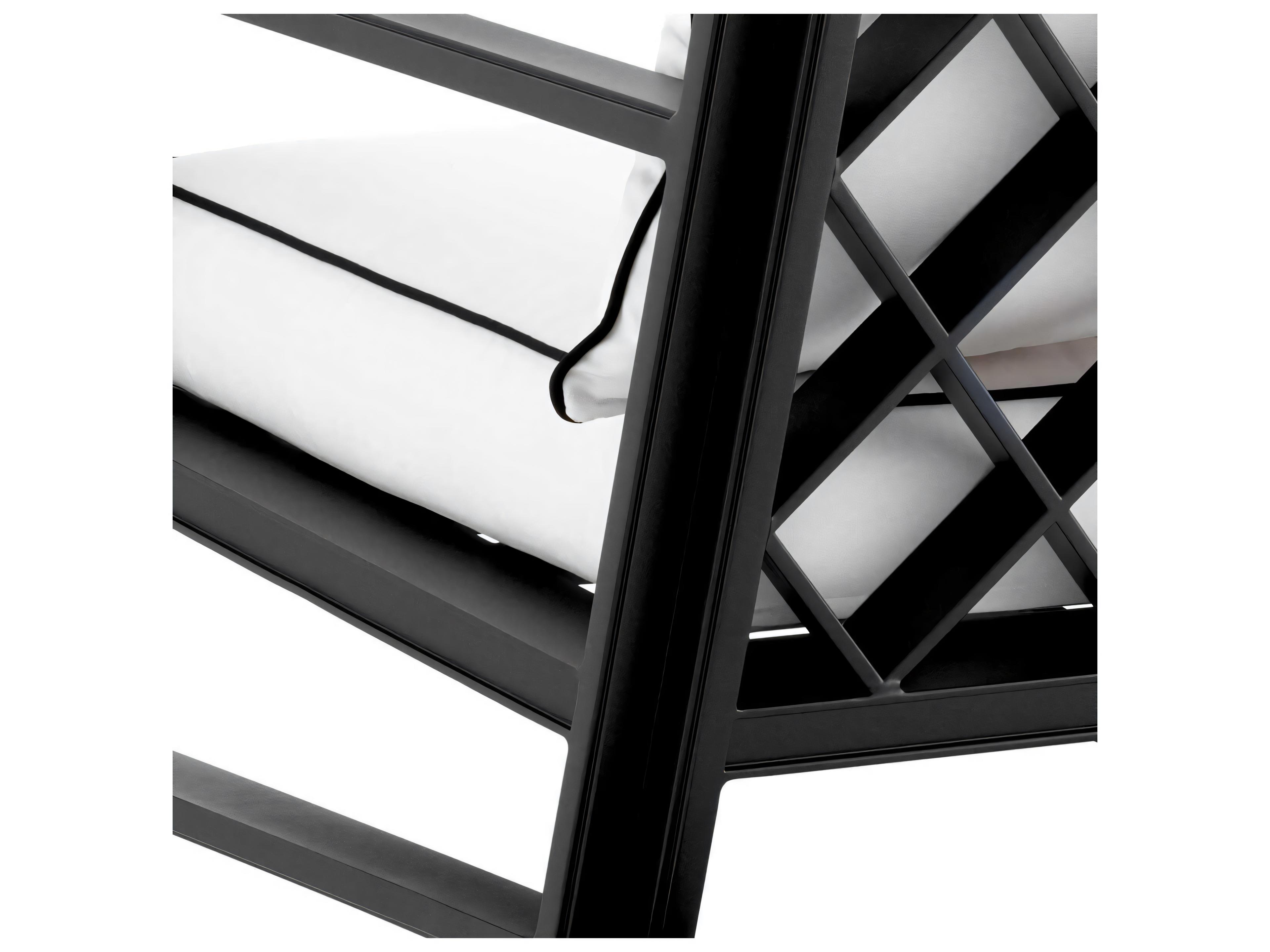 Eichholtz Outdoor Black Finish Sunbrella Canvas Lounge Chair