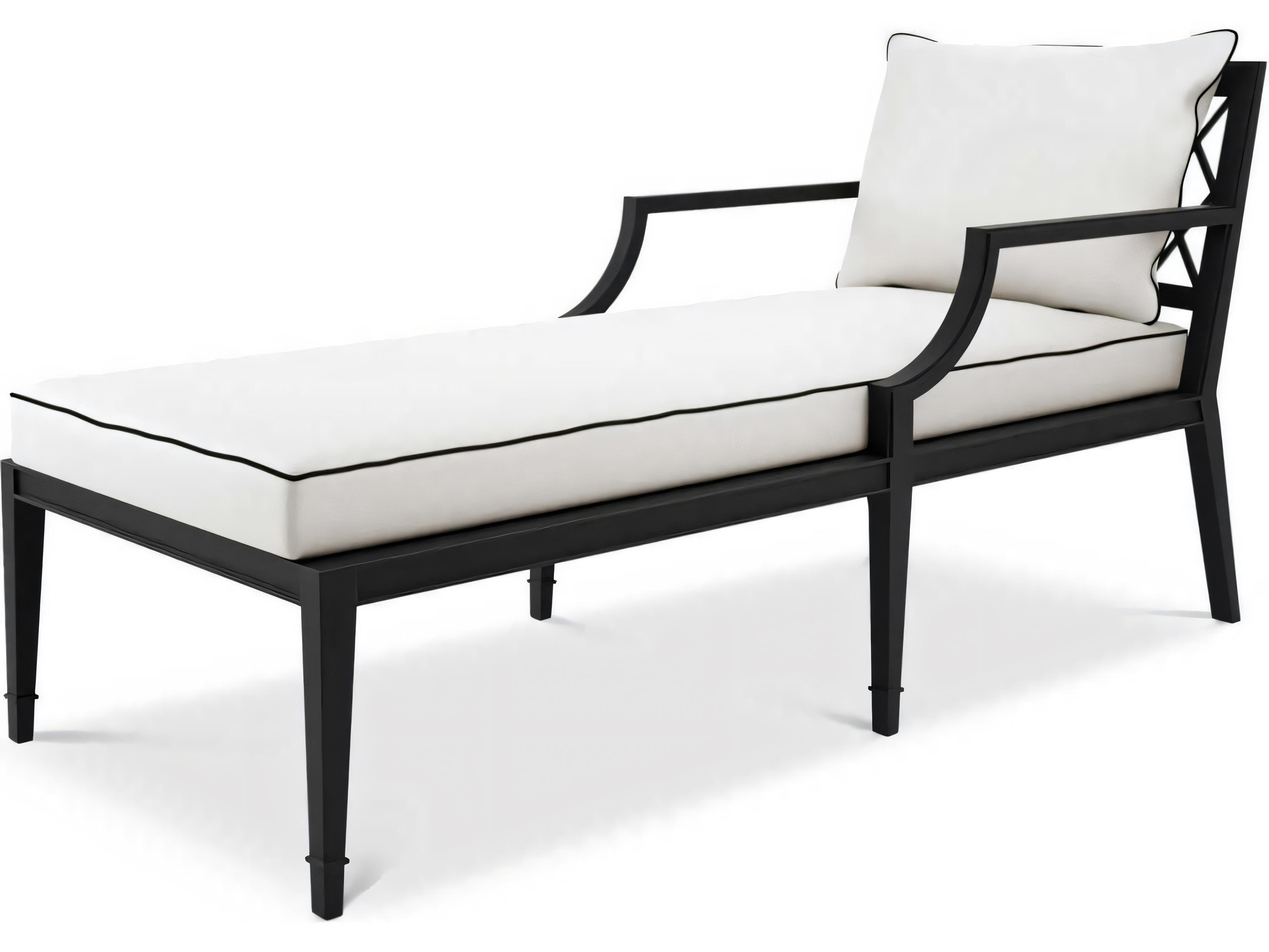Eichholtz Outdoor Black Finish Sunbrella Canvas Chaise Lounge