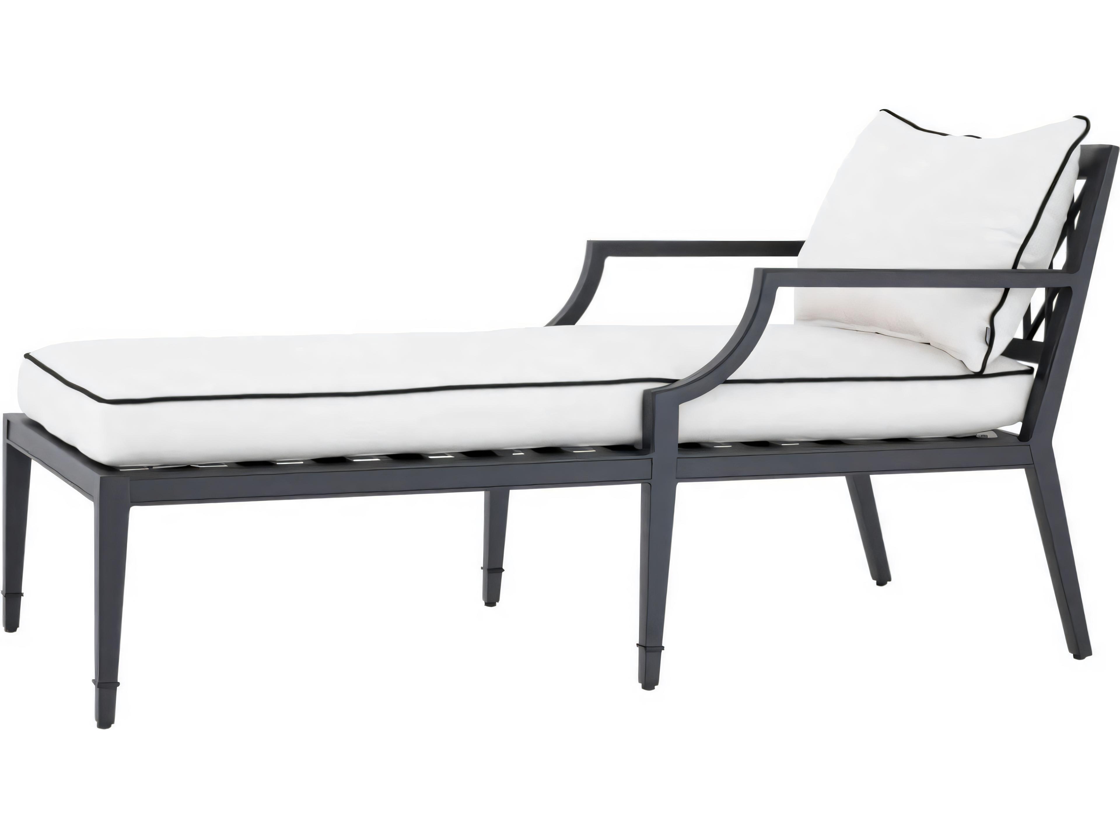 Eichholtz Outdoor Black Finish Sunbrella Canvas Chaise Lounge