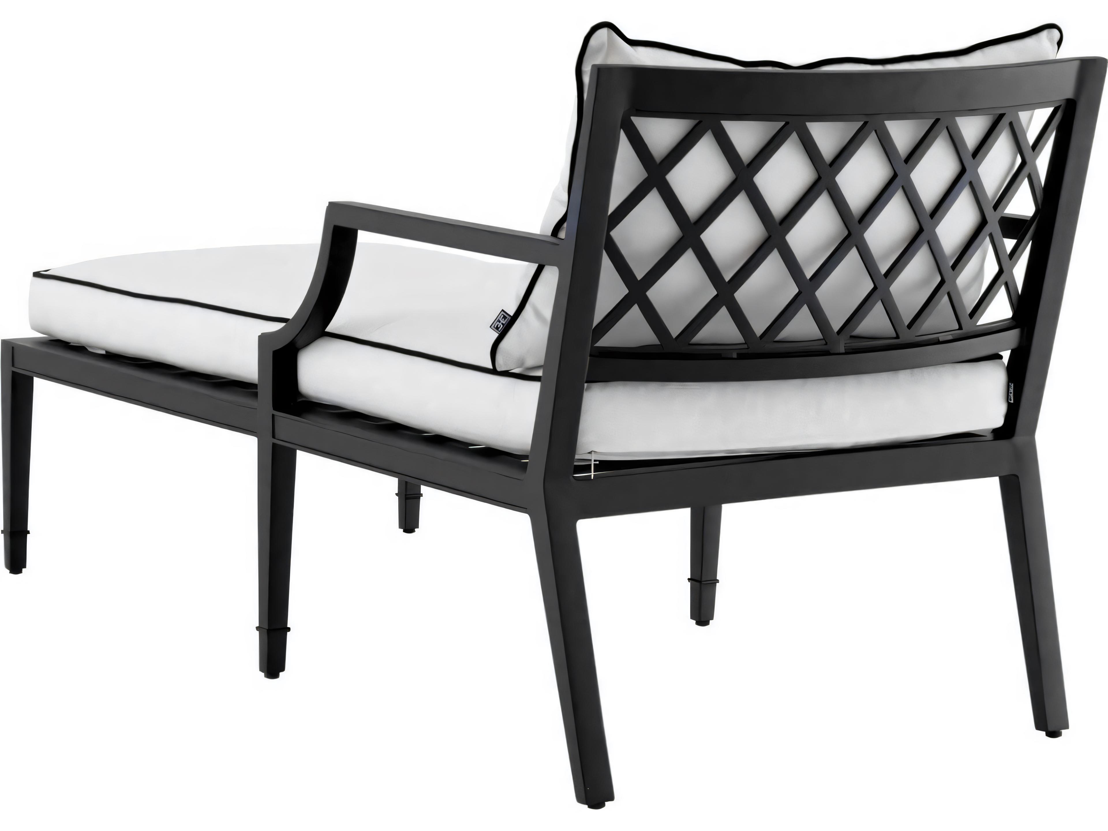 Eichholtz Outdoor Black Finish Sunbrella Canvas Chaise Lounge