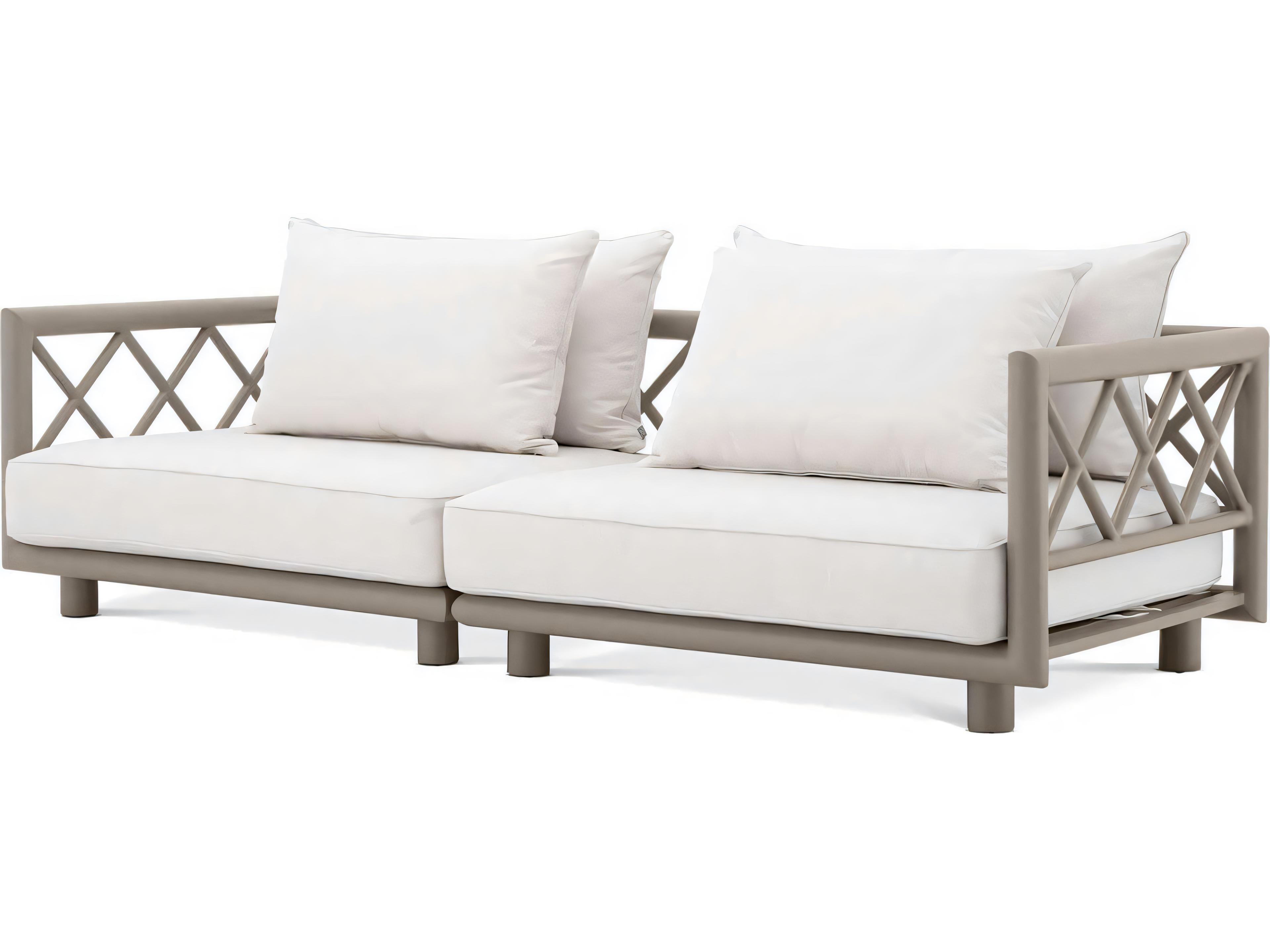 Eichholtz Outdoor Greige Finish Sunbrella Canvas Sofa