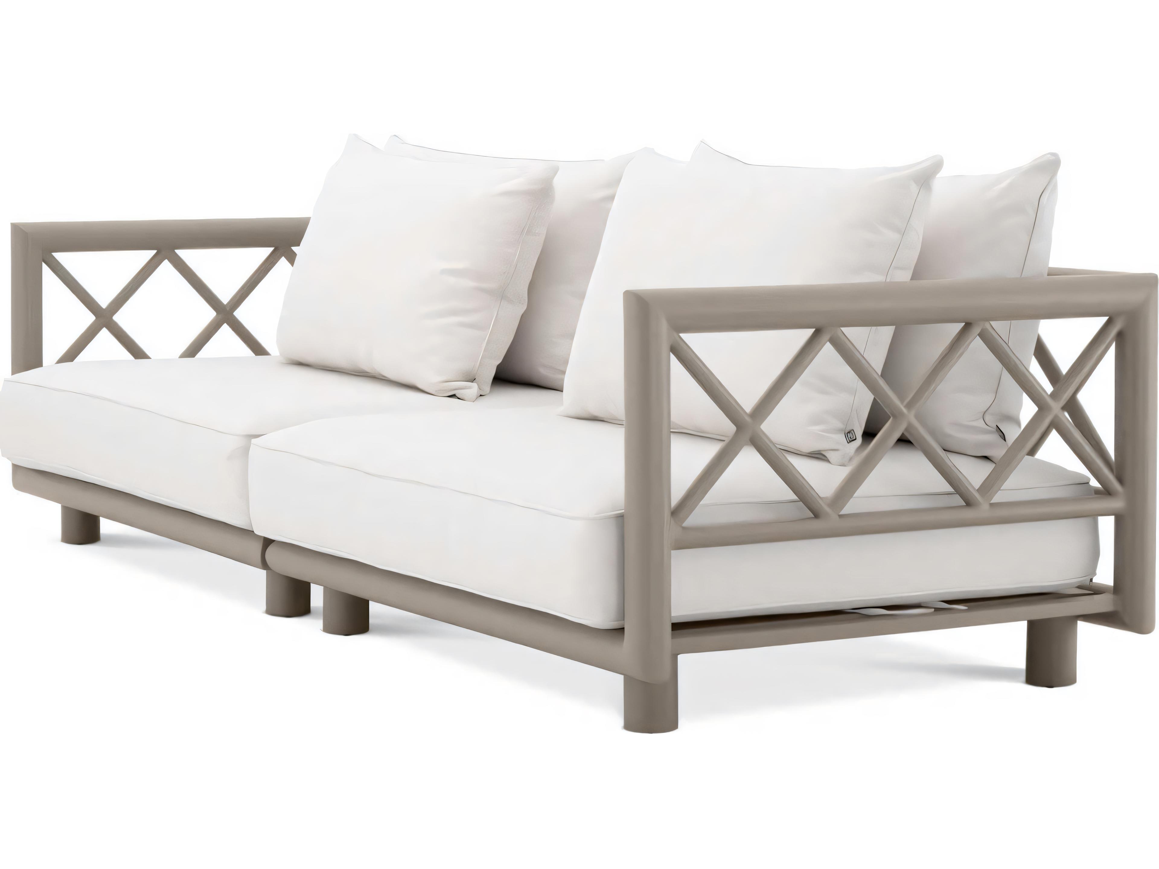 Eichholtz Outdoor Greige Finish Sunbrella Canvas Sofa