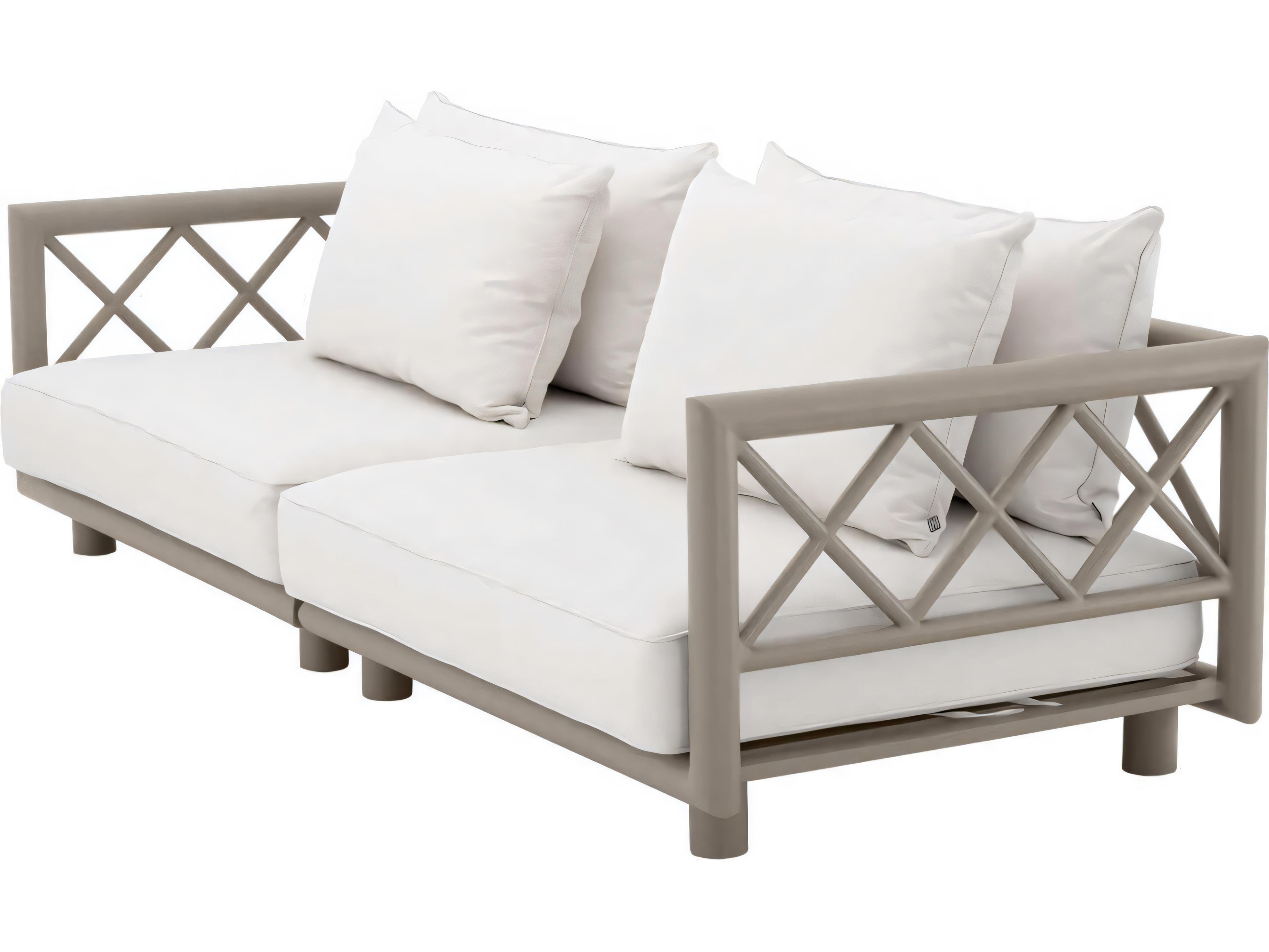 Eichholtz Outdoor Greige Finish Sunbrella Canvas Sofa