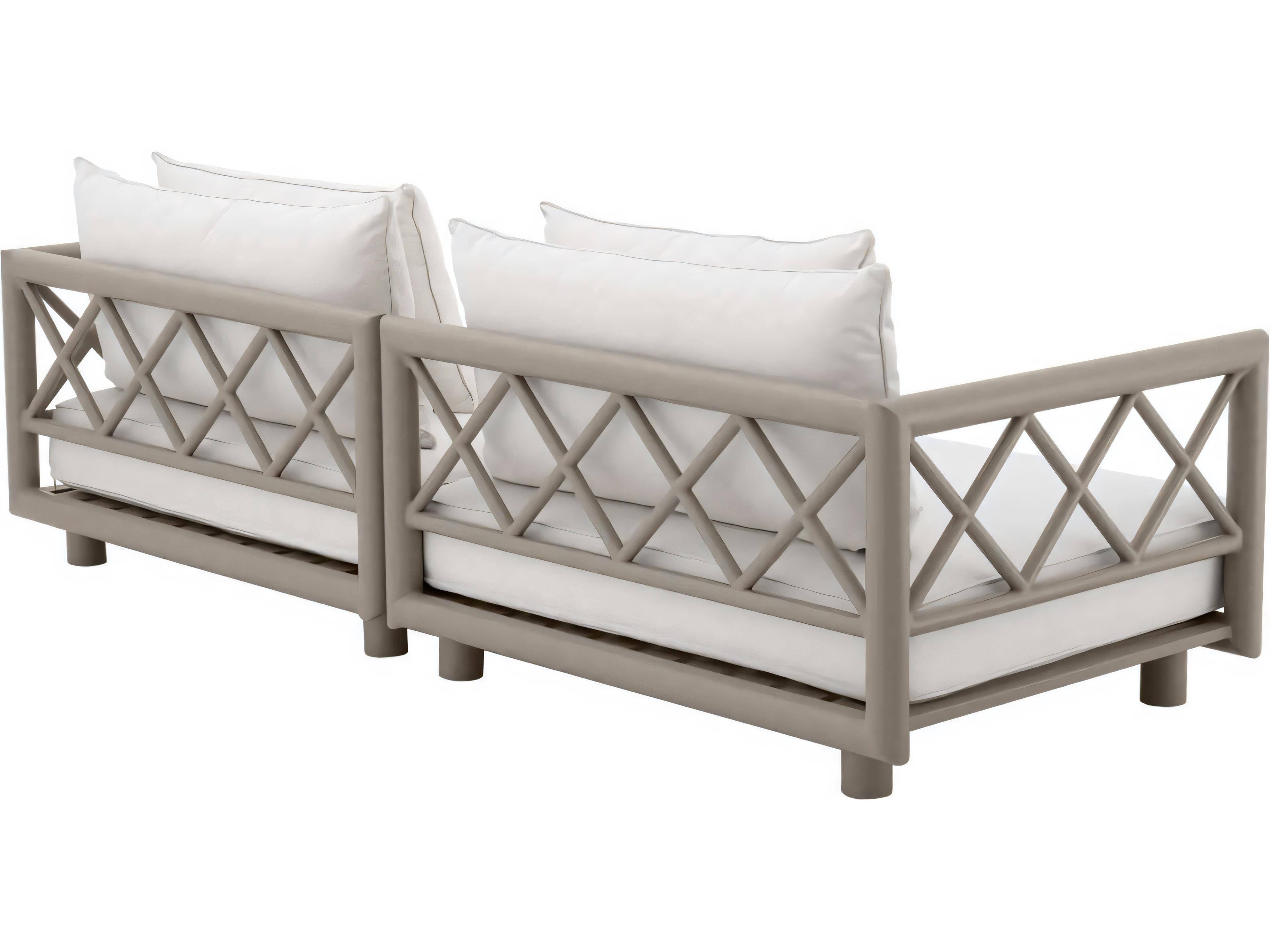 Eichholtz Outdoor Greige Finish Sunbrella Canvas Sofa