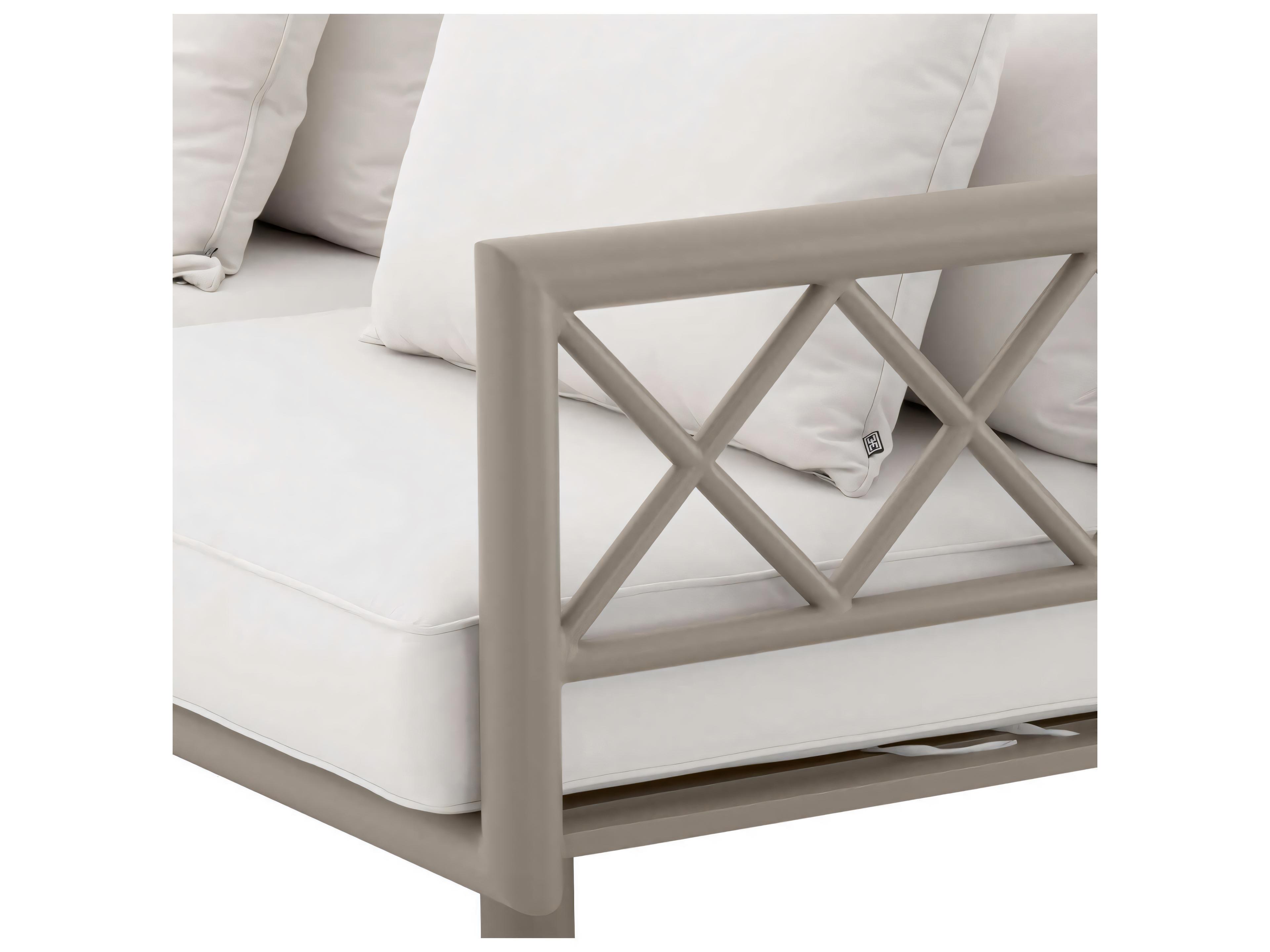 Eichholtz Outdoor Greige Finish Sunbrella Canvas Sofa