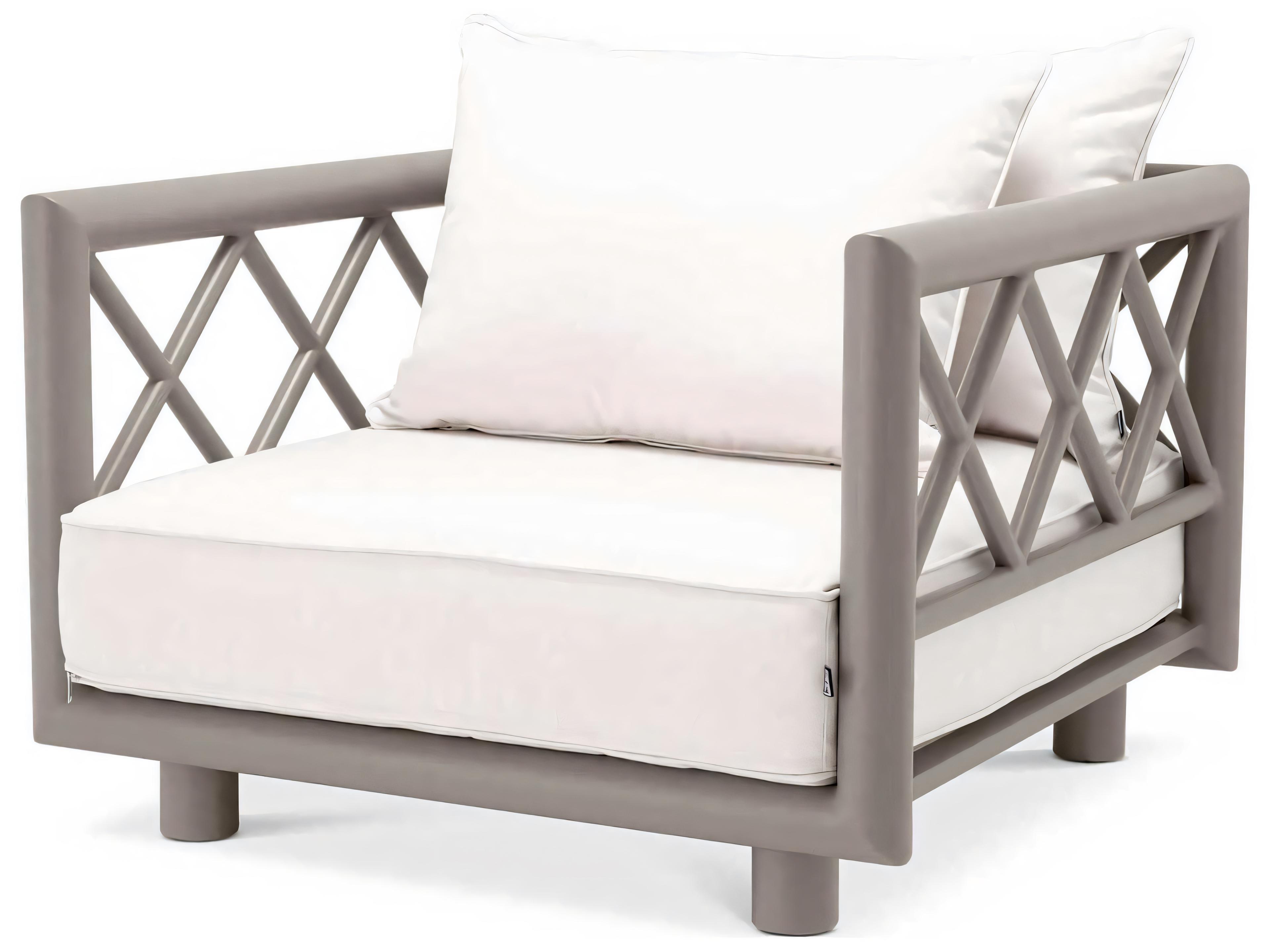 Eichholtz Outdoor Greige Finish Sunbrella Canvas Lounge Chair