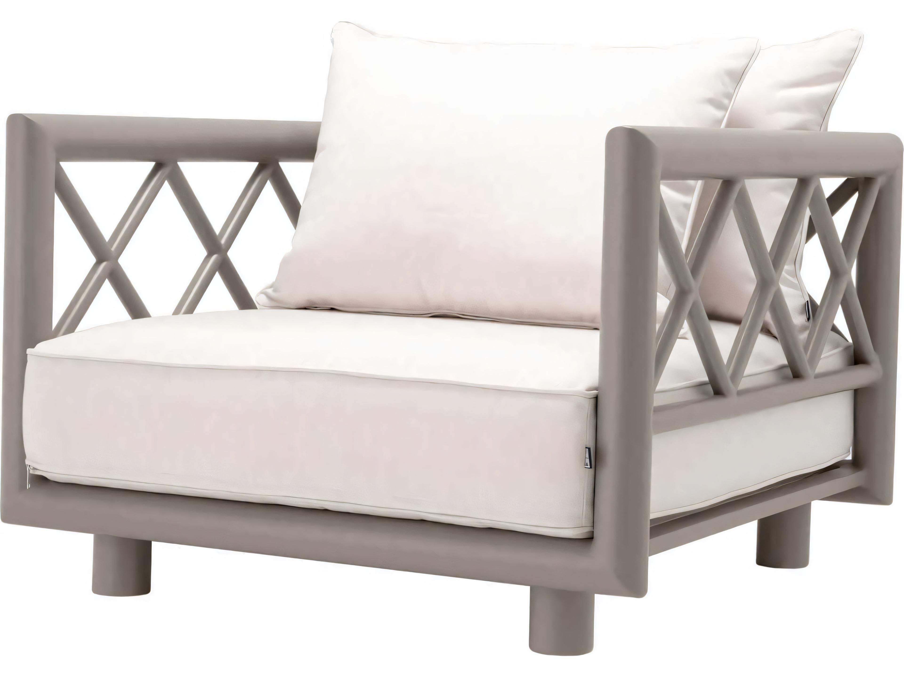 Eichholtz Outdoor Greige Finish Sunbrella Canvas Lounge Chair