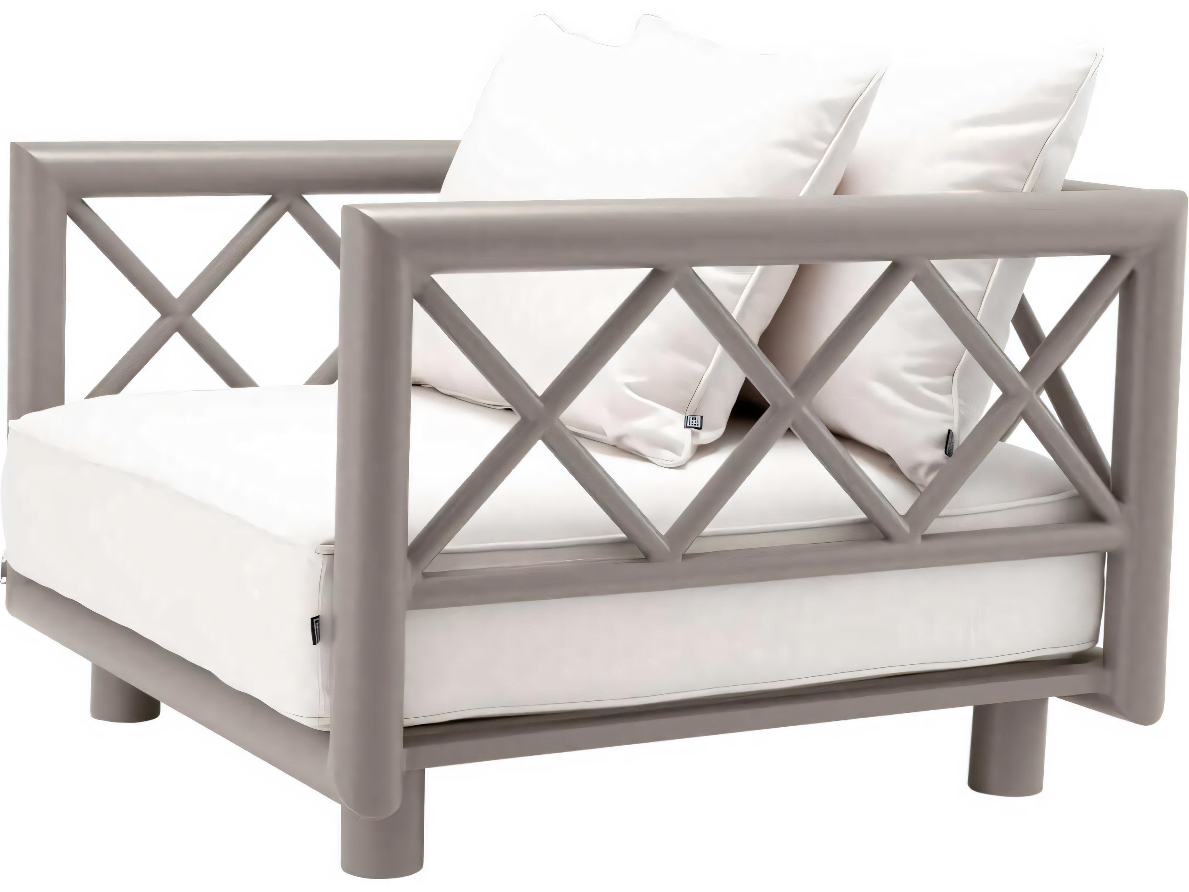 Eichholtz Outdoor Greige Finish Sunbrella Canvas Lounge Chair