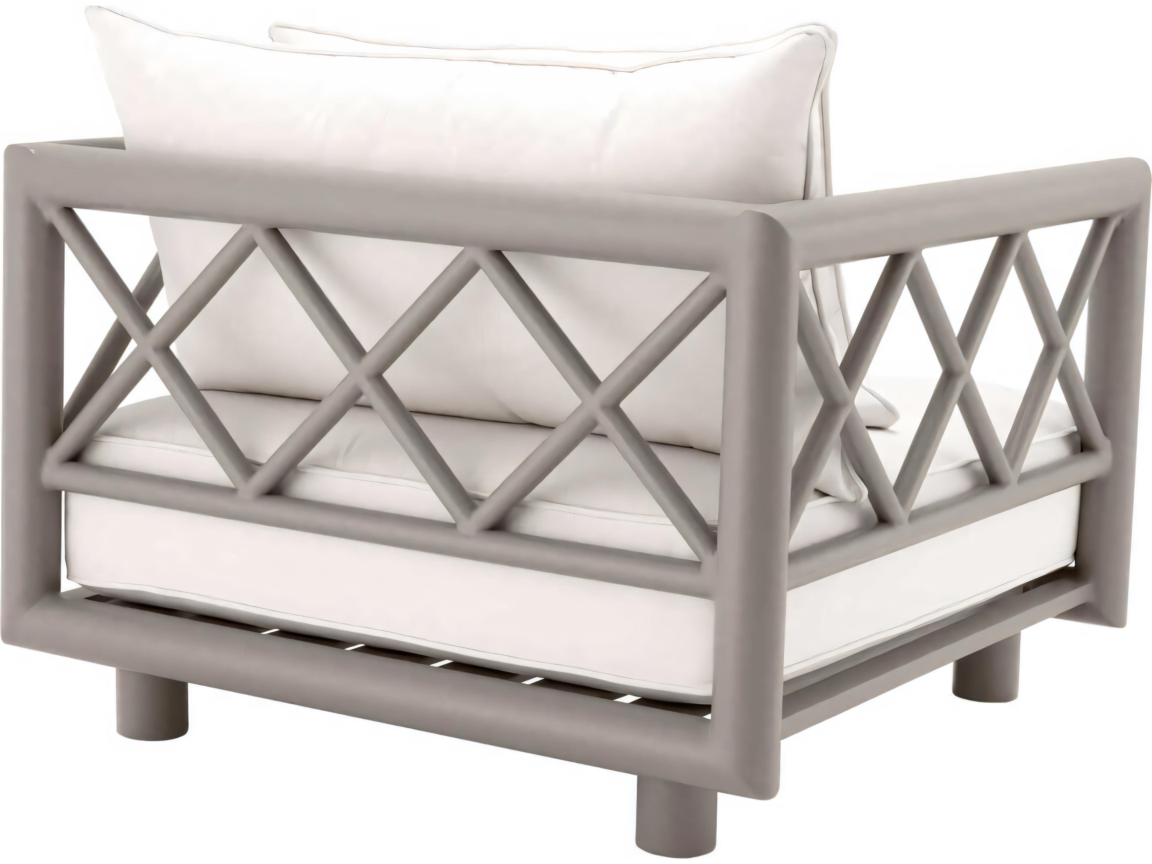 Eichholtz Outdoor Greige Finish Sunbrella Canvas Lounge Chair