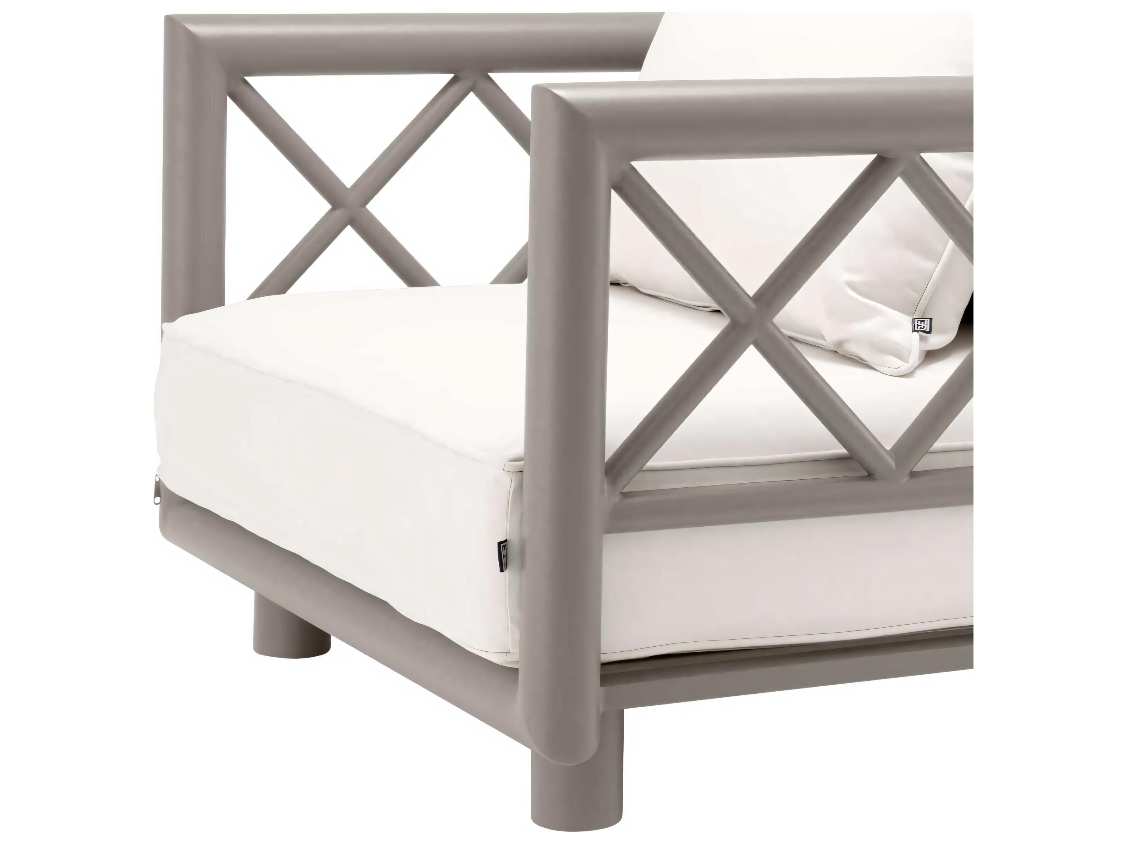 Eichholtz Outdoor Greige Finish Sunbrella Canvas Lounge Chair