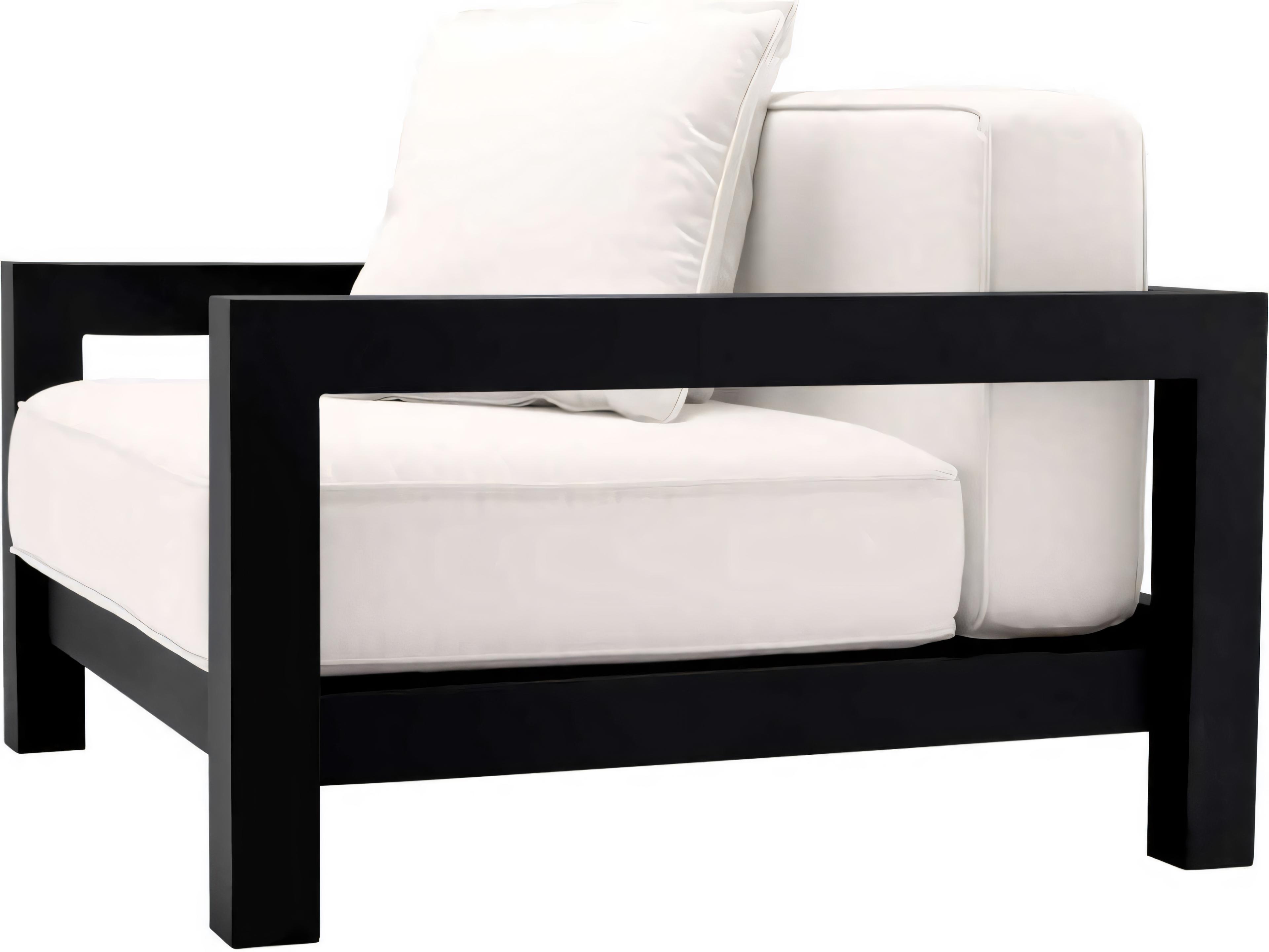 Eichholtz Outdoor Black Finish Sunbrella Canvas Lounge Chair