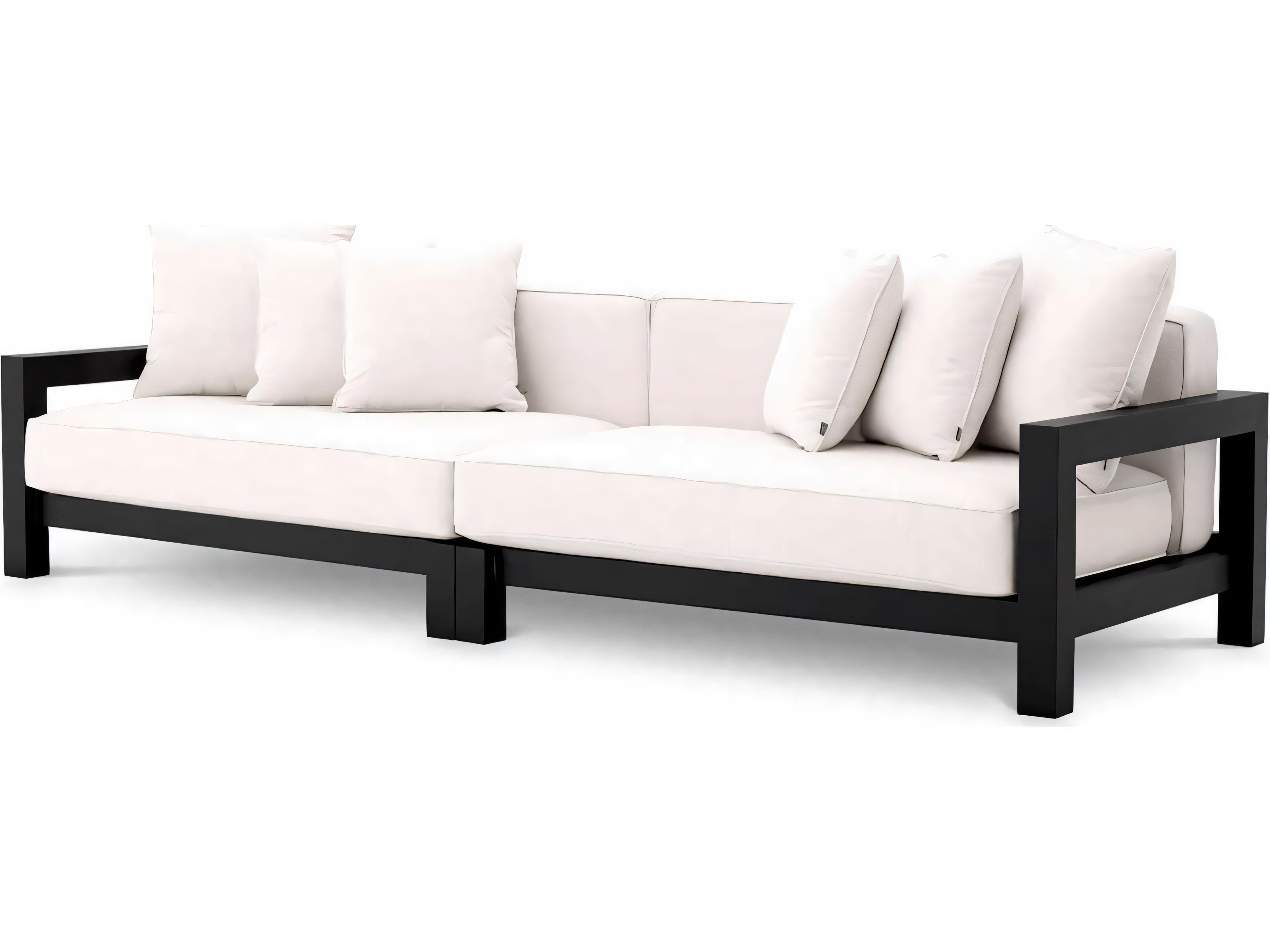 Eichholtz Outdoor Black Finish Sunbrella Canvas Sofa