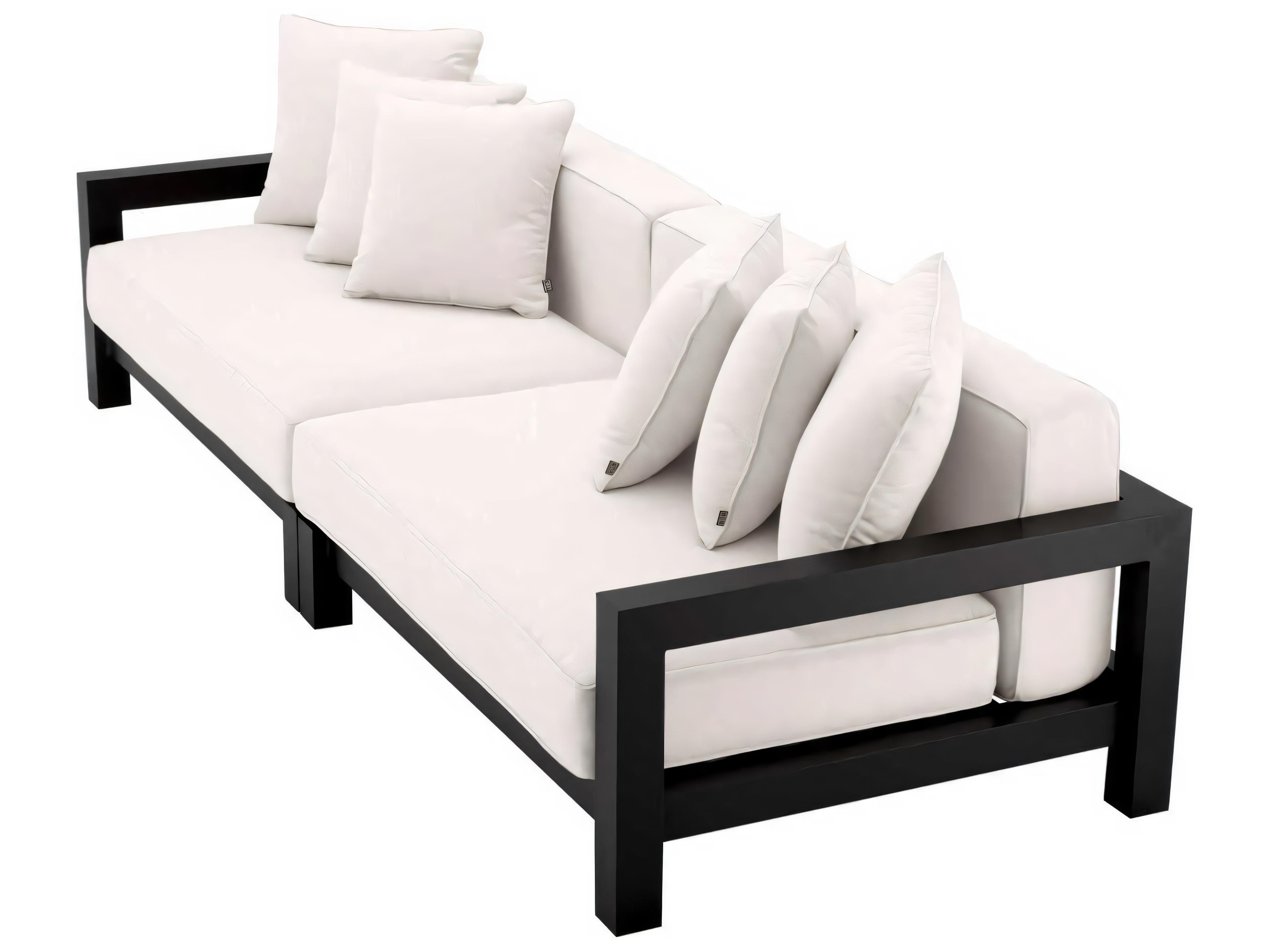 Eichholtz Outdoor Black Finish Sunbrella Canvas Sofa