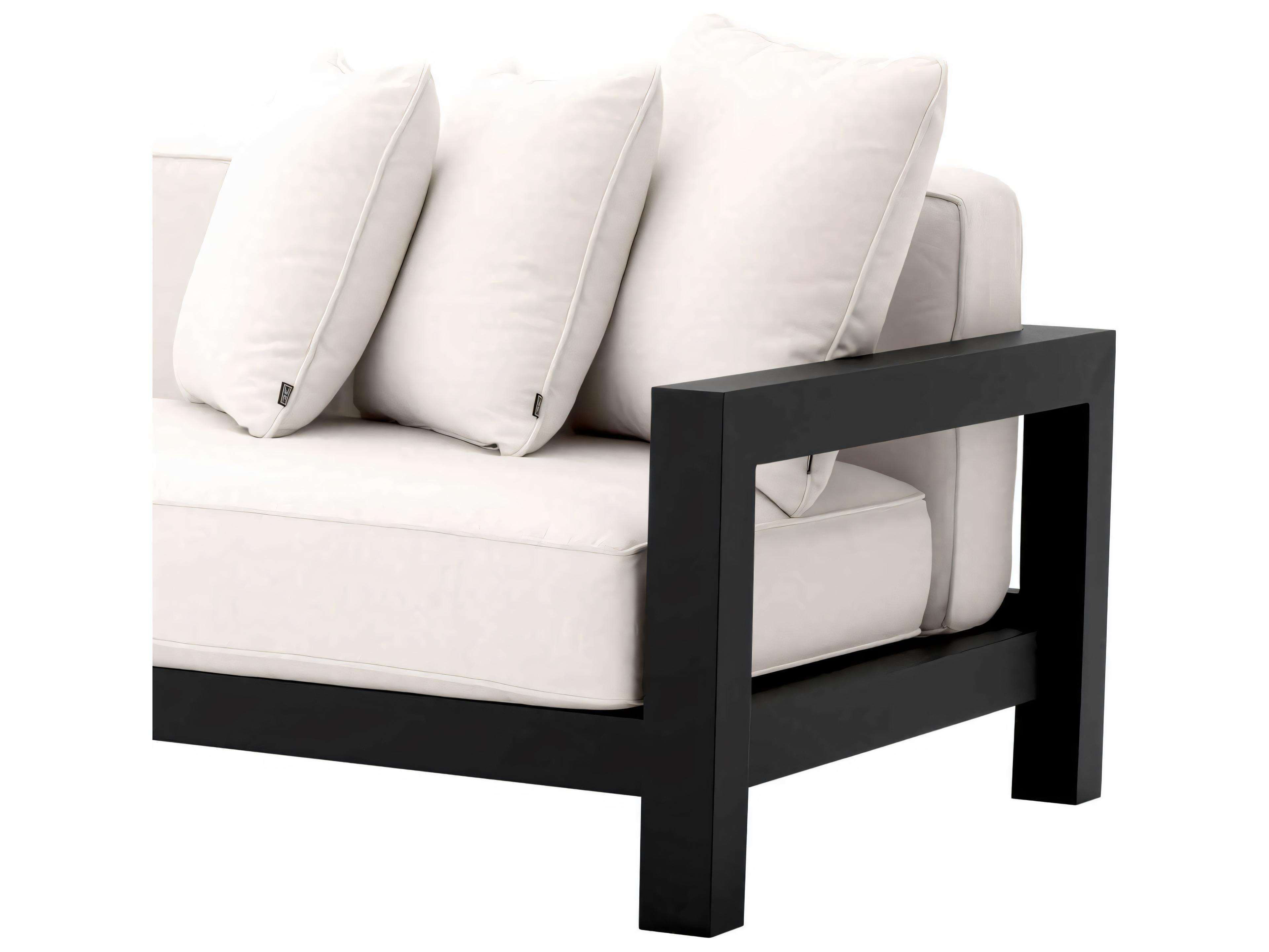 Eichholtz Outdoor Black Finish Sunbrella Canvas Sofa