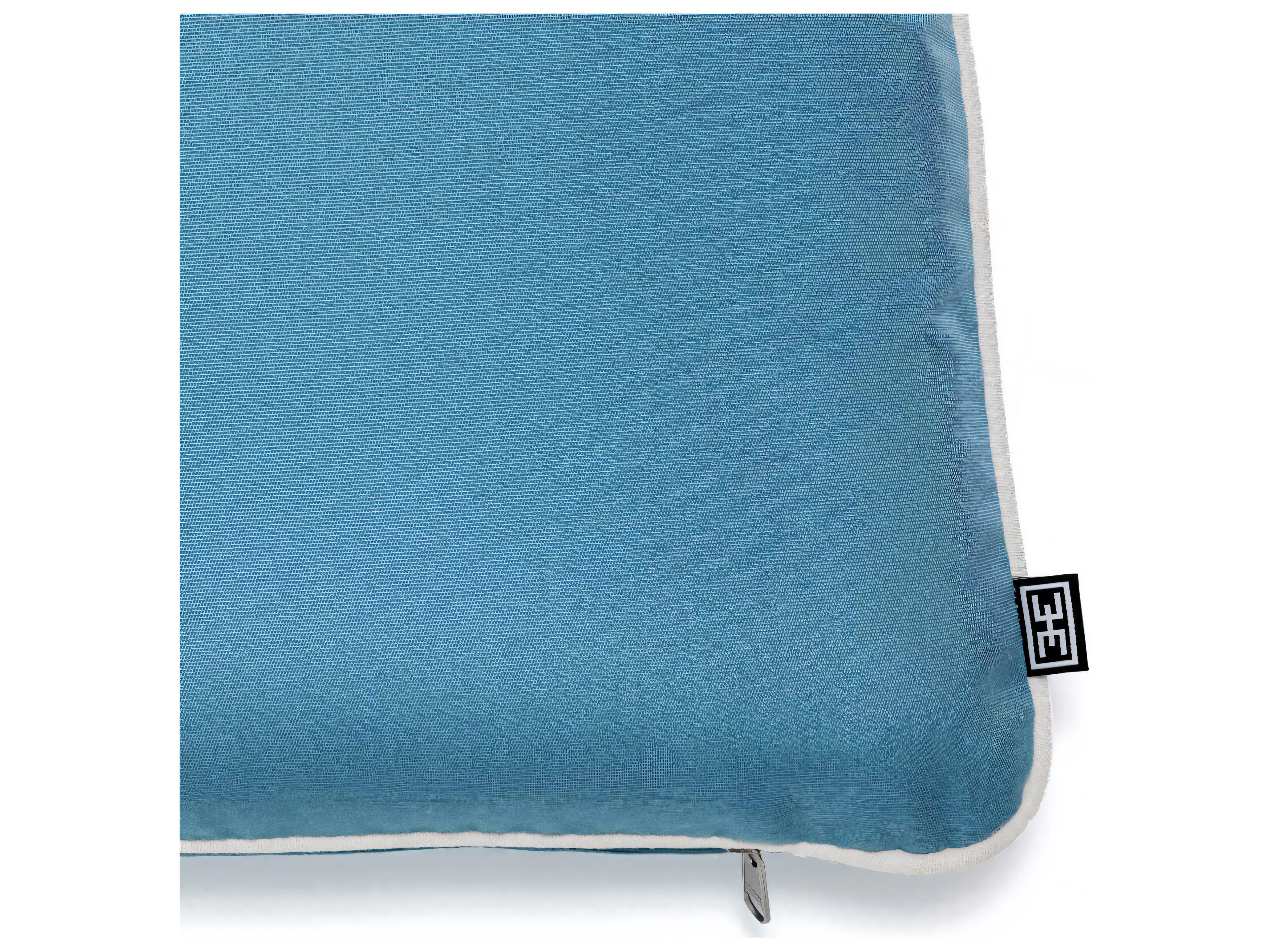 Eichholtz Outdoor Sunbrella Mineral Blue Canvas Natural Piping Patio Cushion