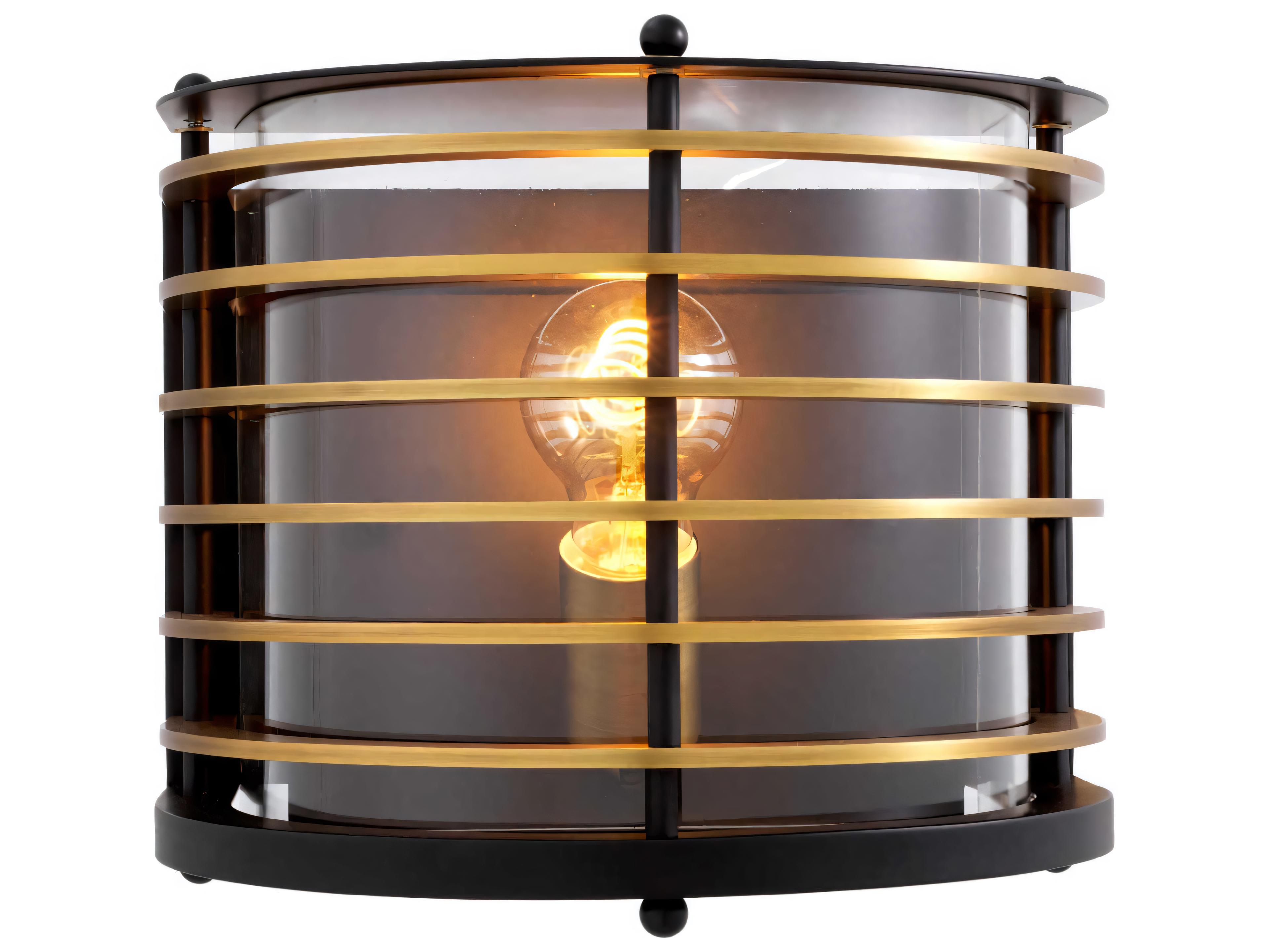 Eichholtz Outdoor Black Finish Antique Brass Clear Glass Light