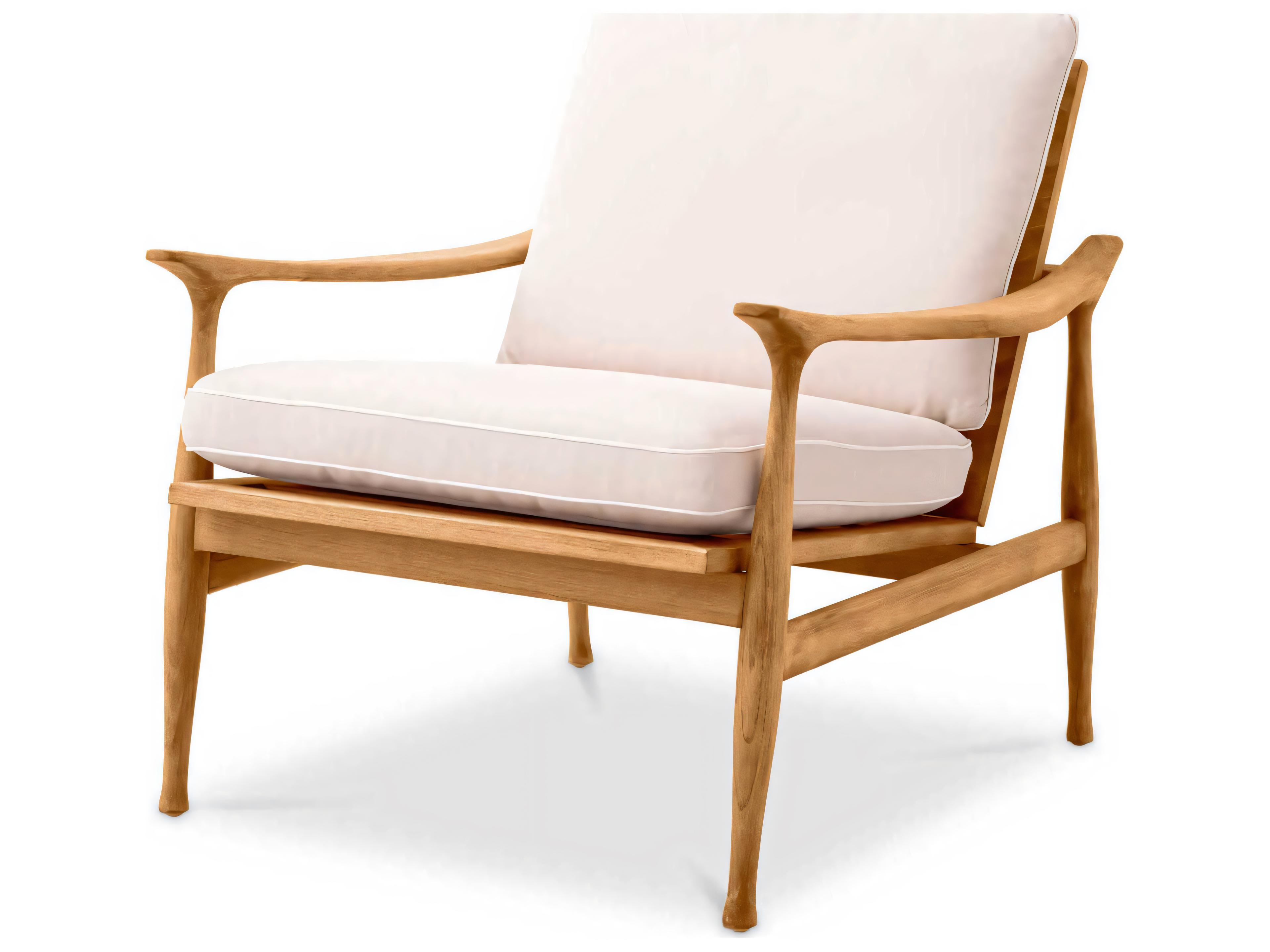 Eichholtz Outdoor Natural Teak Flores Off-white Lounge Chair