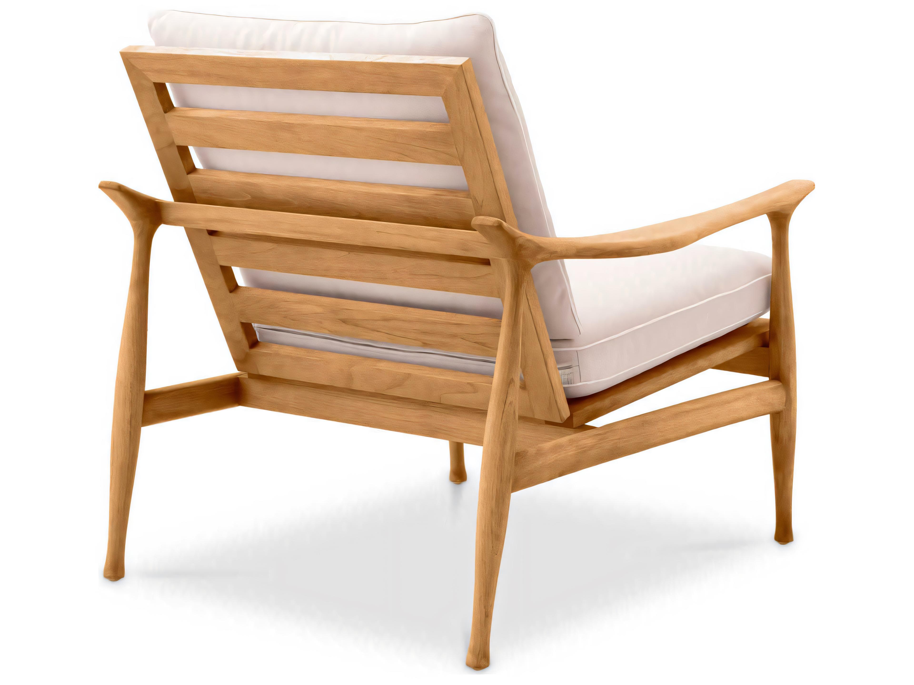 Eichholtz Outdoor Natural Teak Flores Off-white Lounge Chair