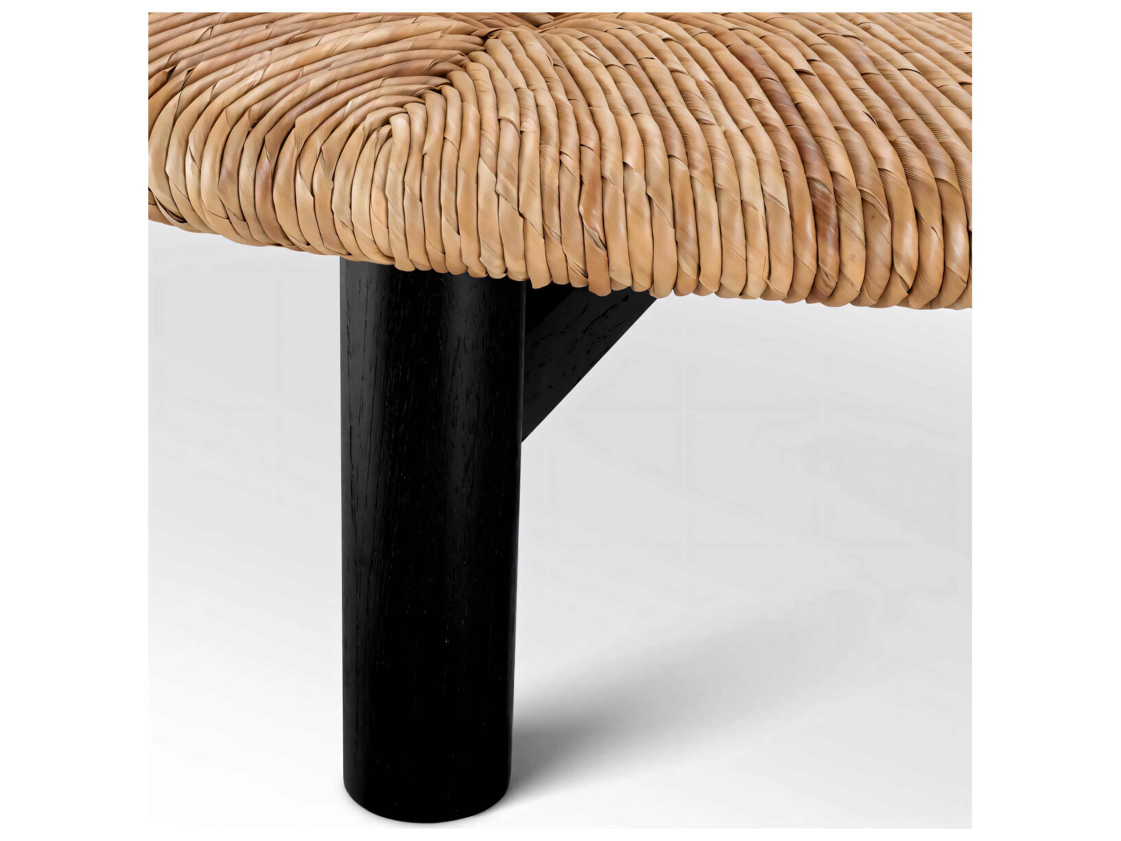 Eichholtz Outdoor Classic Black Finish Natural Seagrass Rush Coffee Table