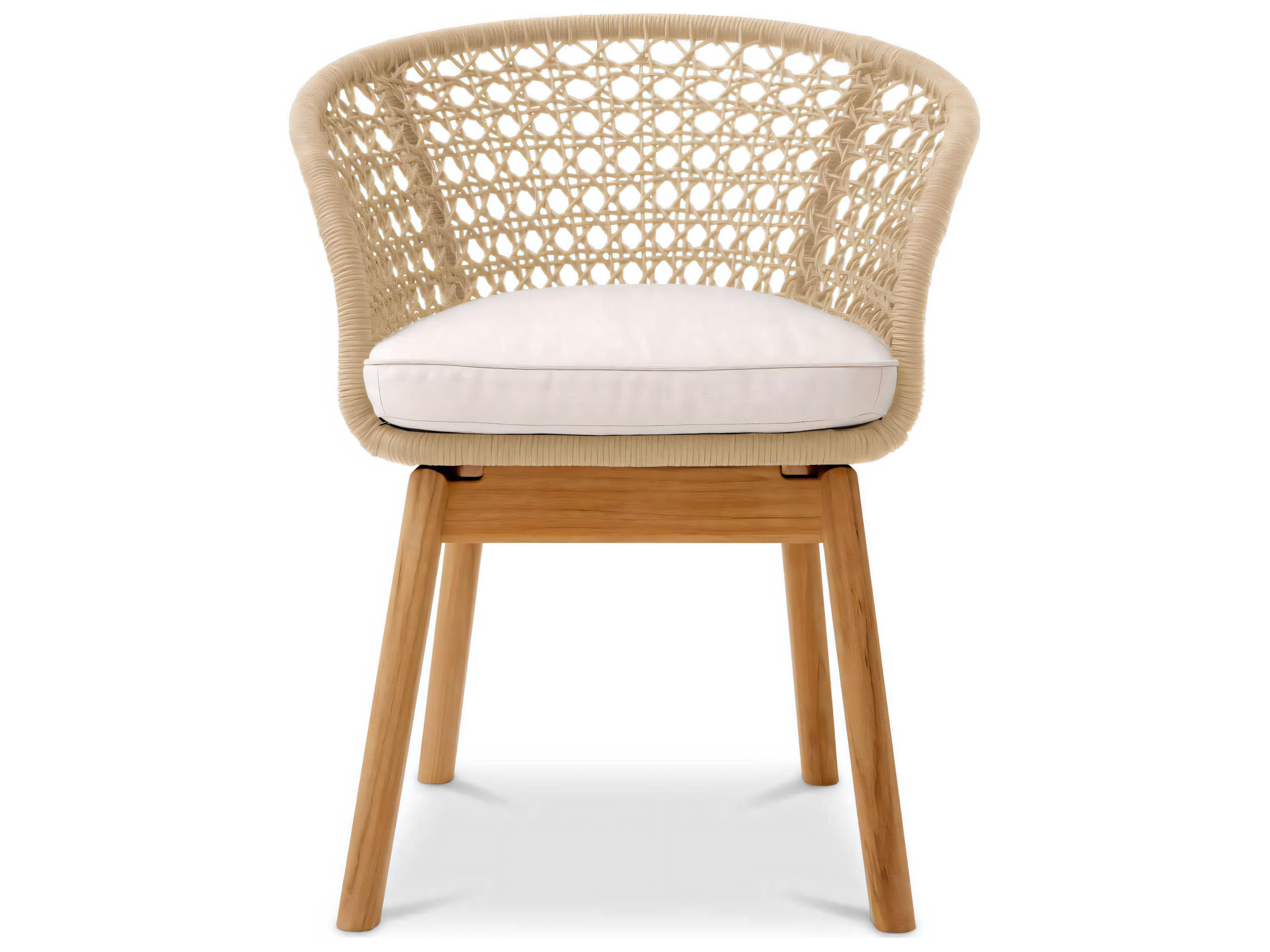 Eichholtz Outdoor Flores Off-white Natural Teak Cream Rope Dining Chair