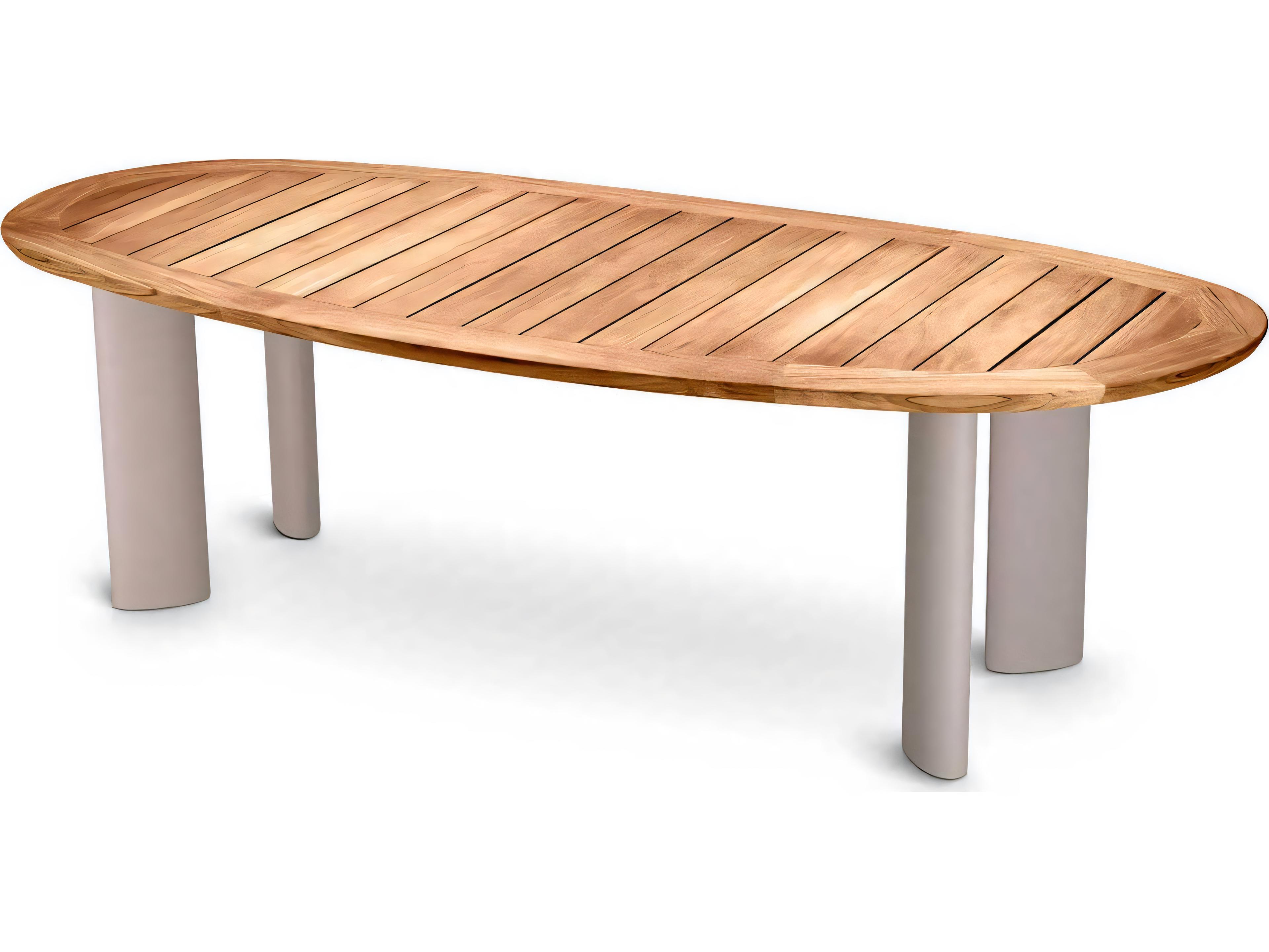 Eichholtz Outdoor Natural Teak Top Sand Finish Legs Dining Table