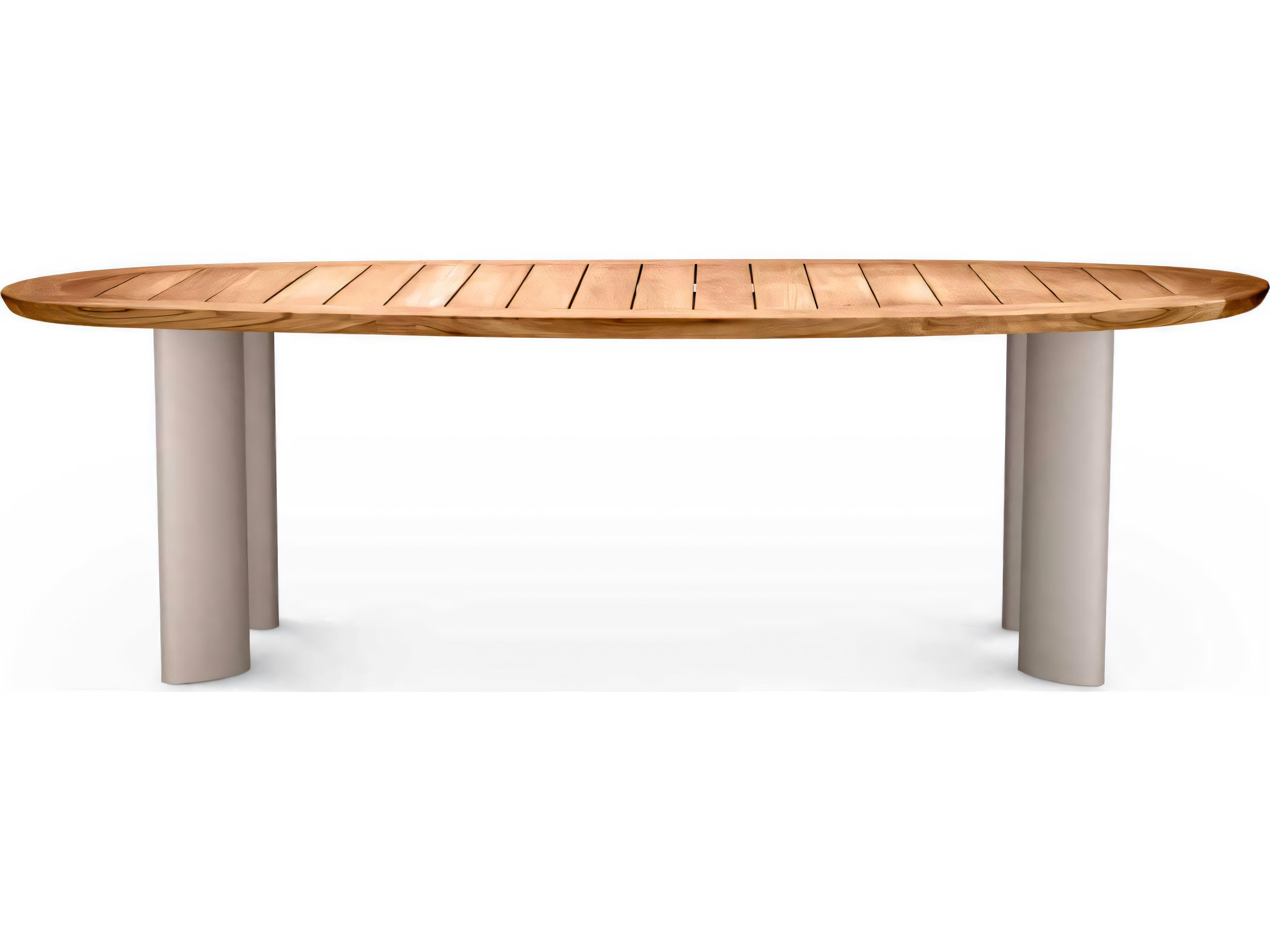 Eichholtz Outdoor Natural Teak Top Sand Finish Legs Dining Table