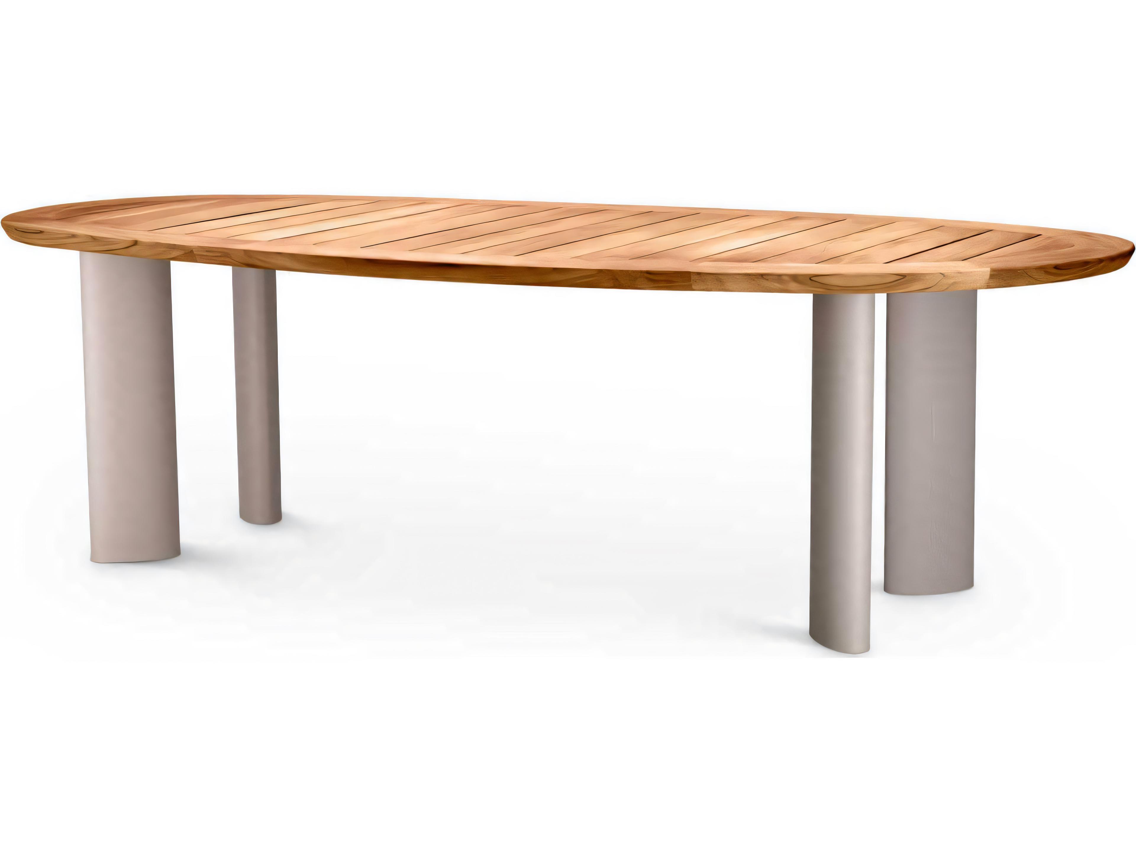 Eichholtz Outdoor Natural Teak Top Sand Finish Legs Dining Table