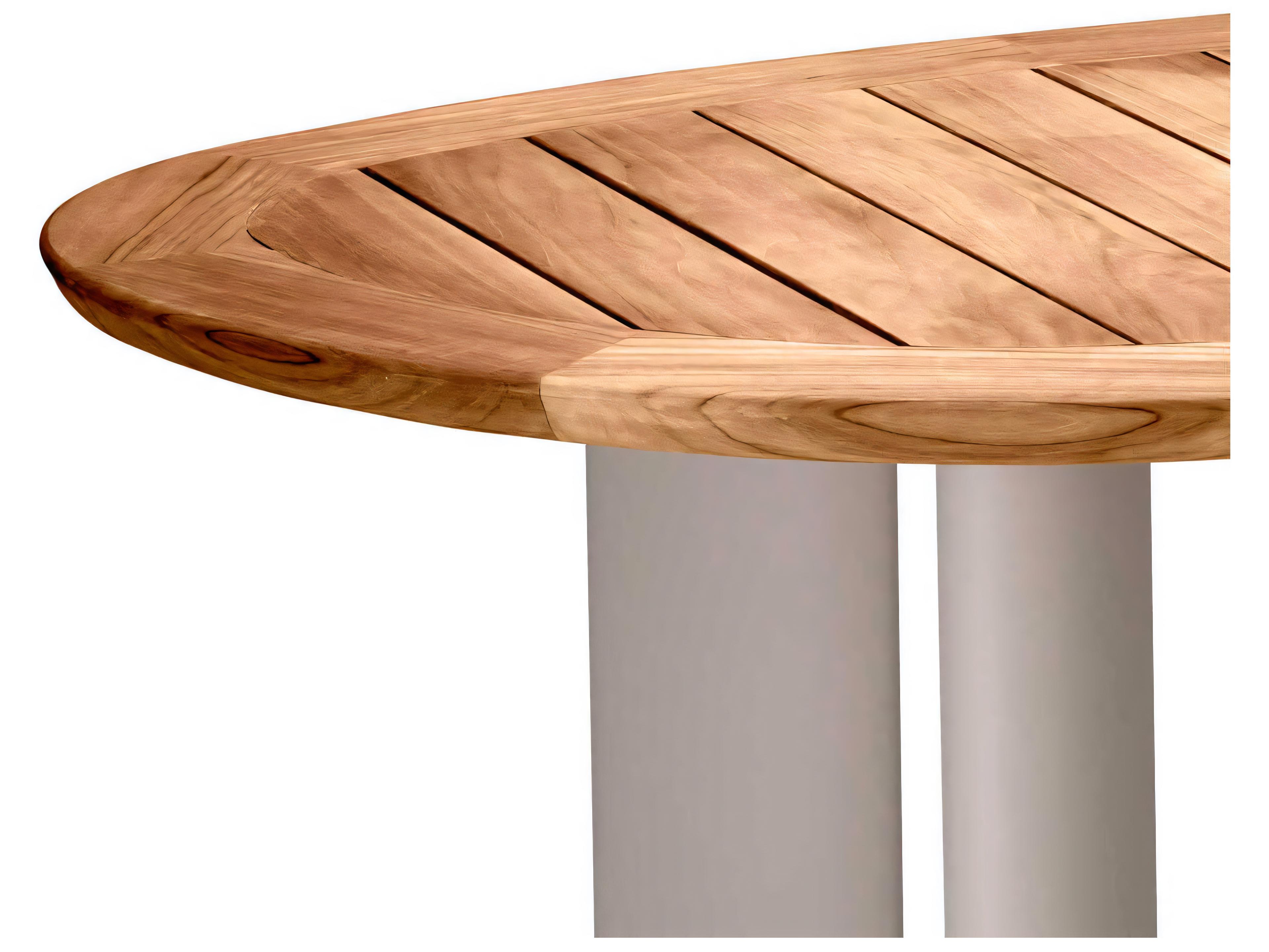 Eichholtz Outdoor Natural Teak Top Sand Finish Legs Dining Table