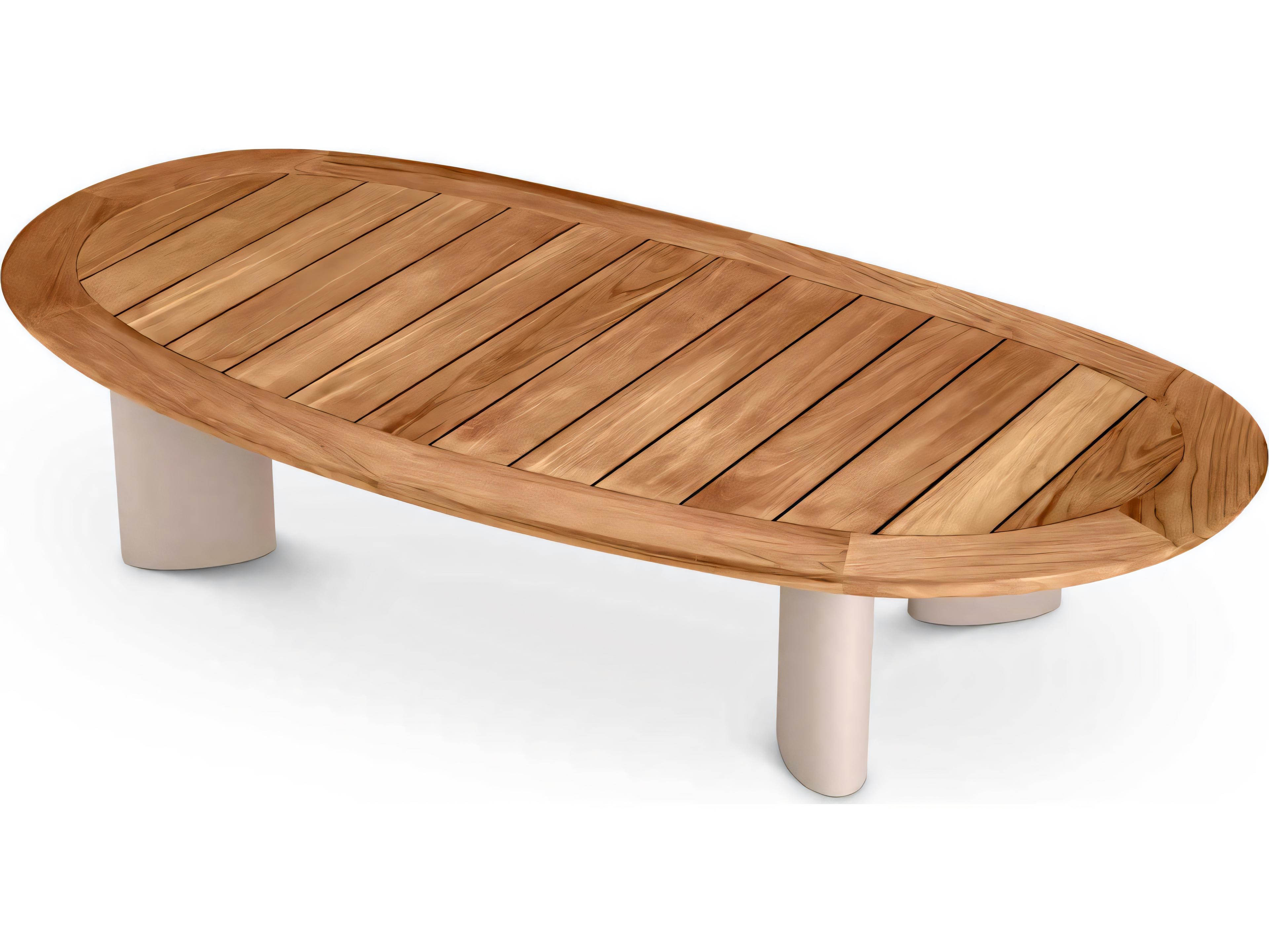 Eichholtz Outdoor Natural Teak Top Sand Finish Legs Coffee Table