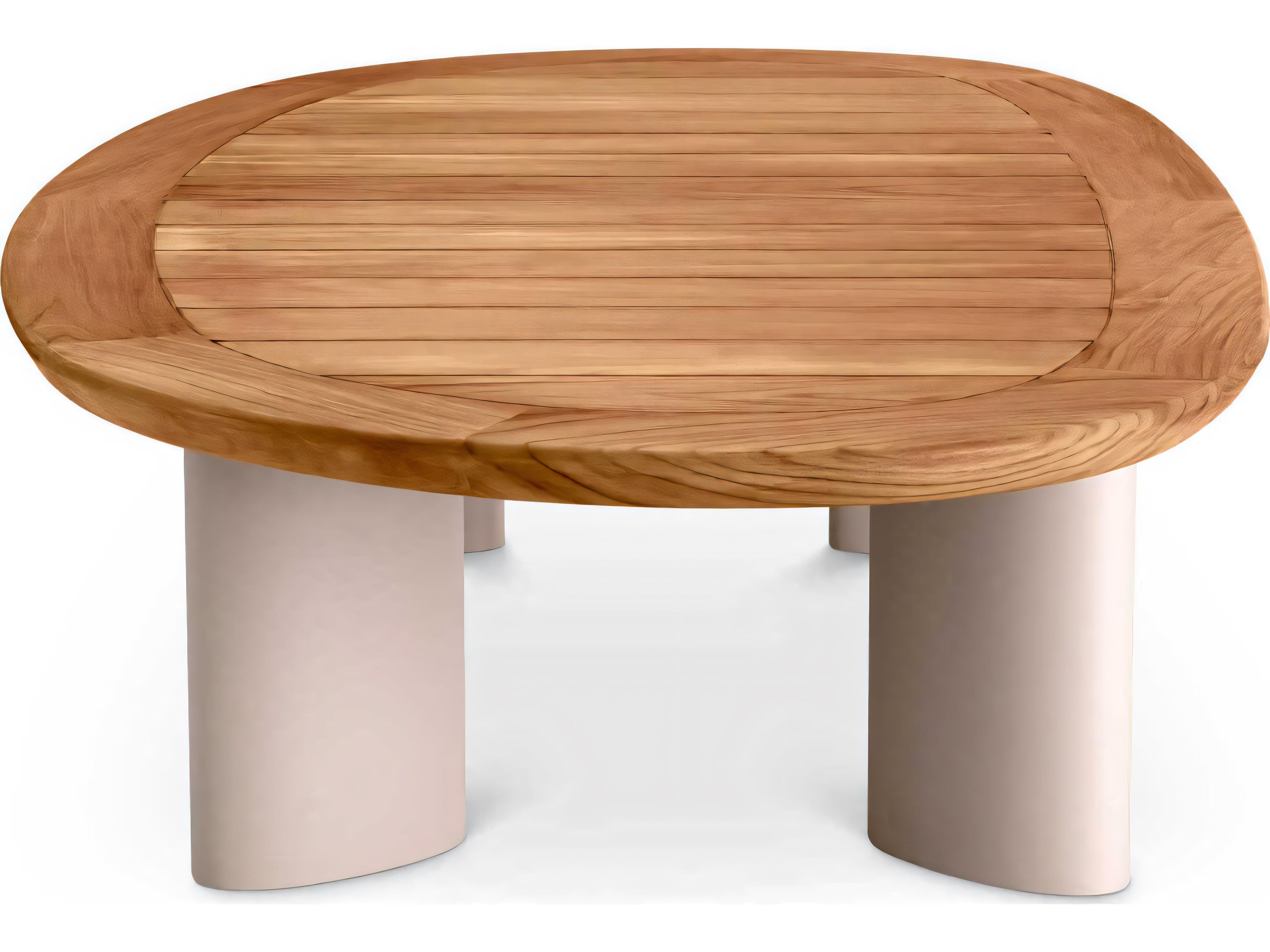 Eichholtz Outdoor Natural Teak Top Sand Finish Legs Coffee Table