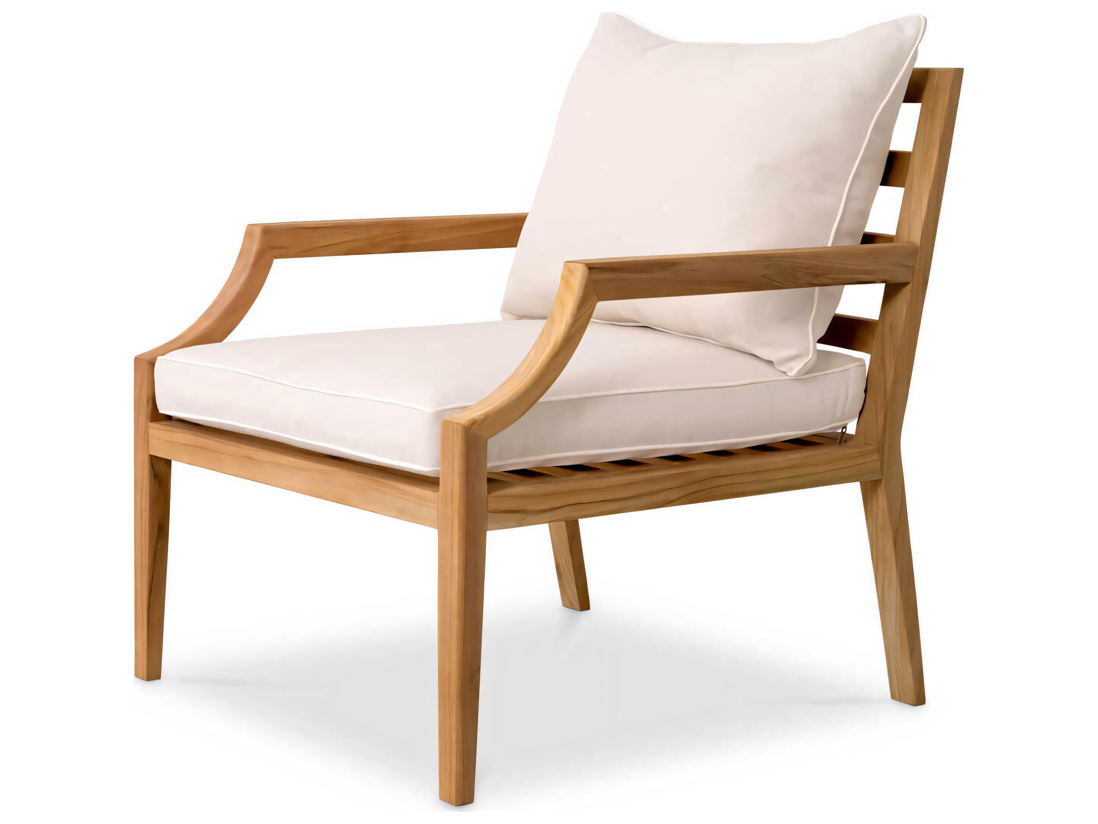 Eichholtz Outdoor Natural Teak Flores Off-white Lounge Chair