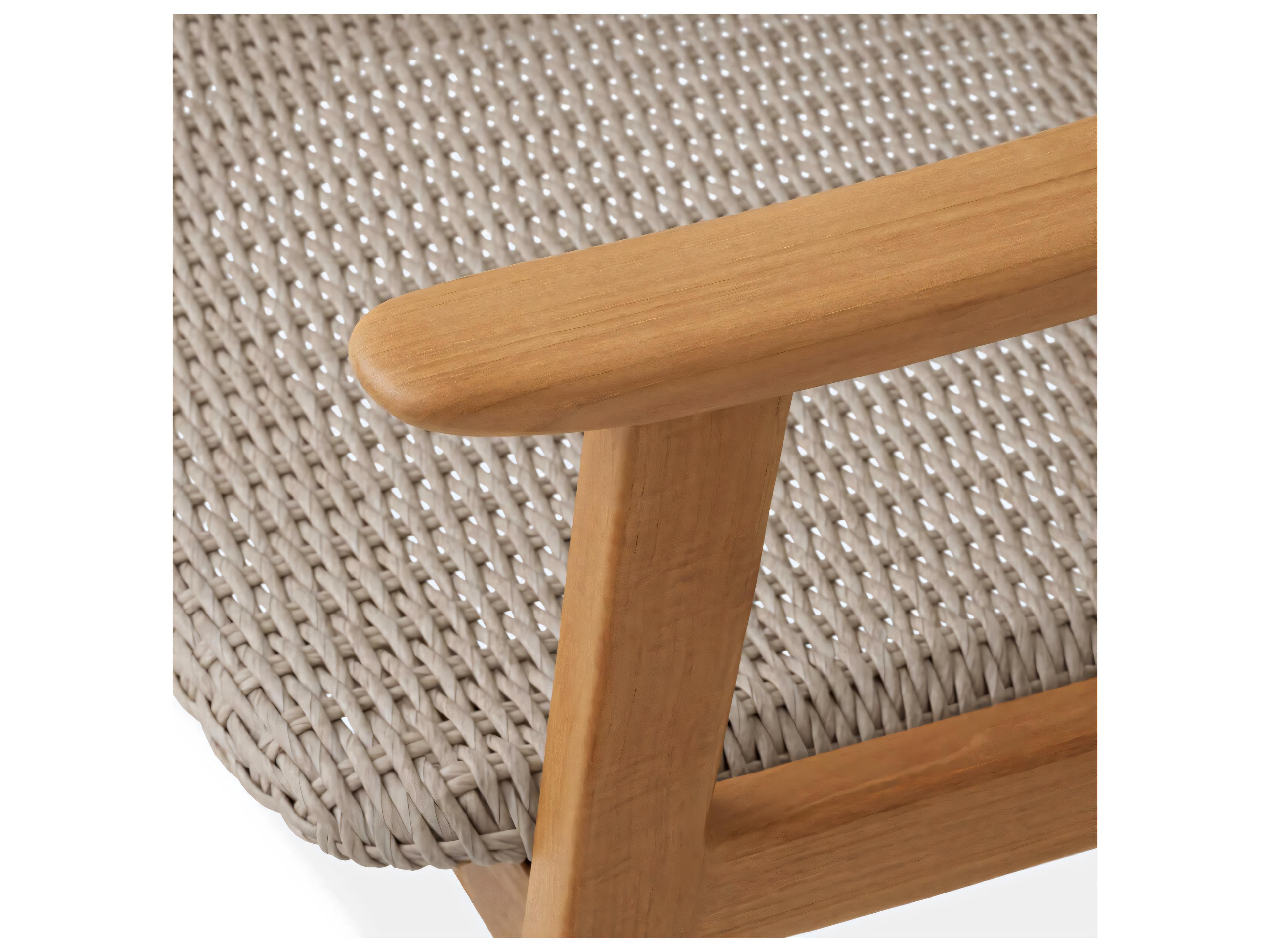 Eichholtz Outdoor Natural Teak Taupe Color Weave Dining Chair