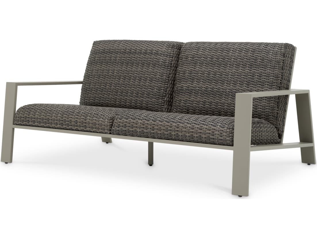 Eichholtz Outdoor Grey Finish | Faux Rattan Aluminum Cushion Sofa