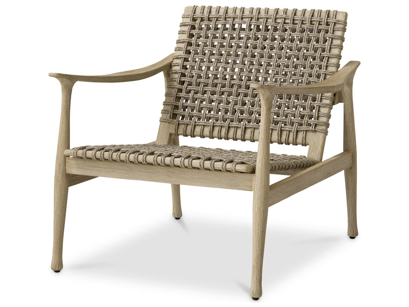Eichholtz Outdoor Aged Teak | Greige Rope Lounge Chair