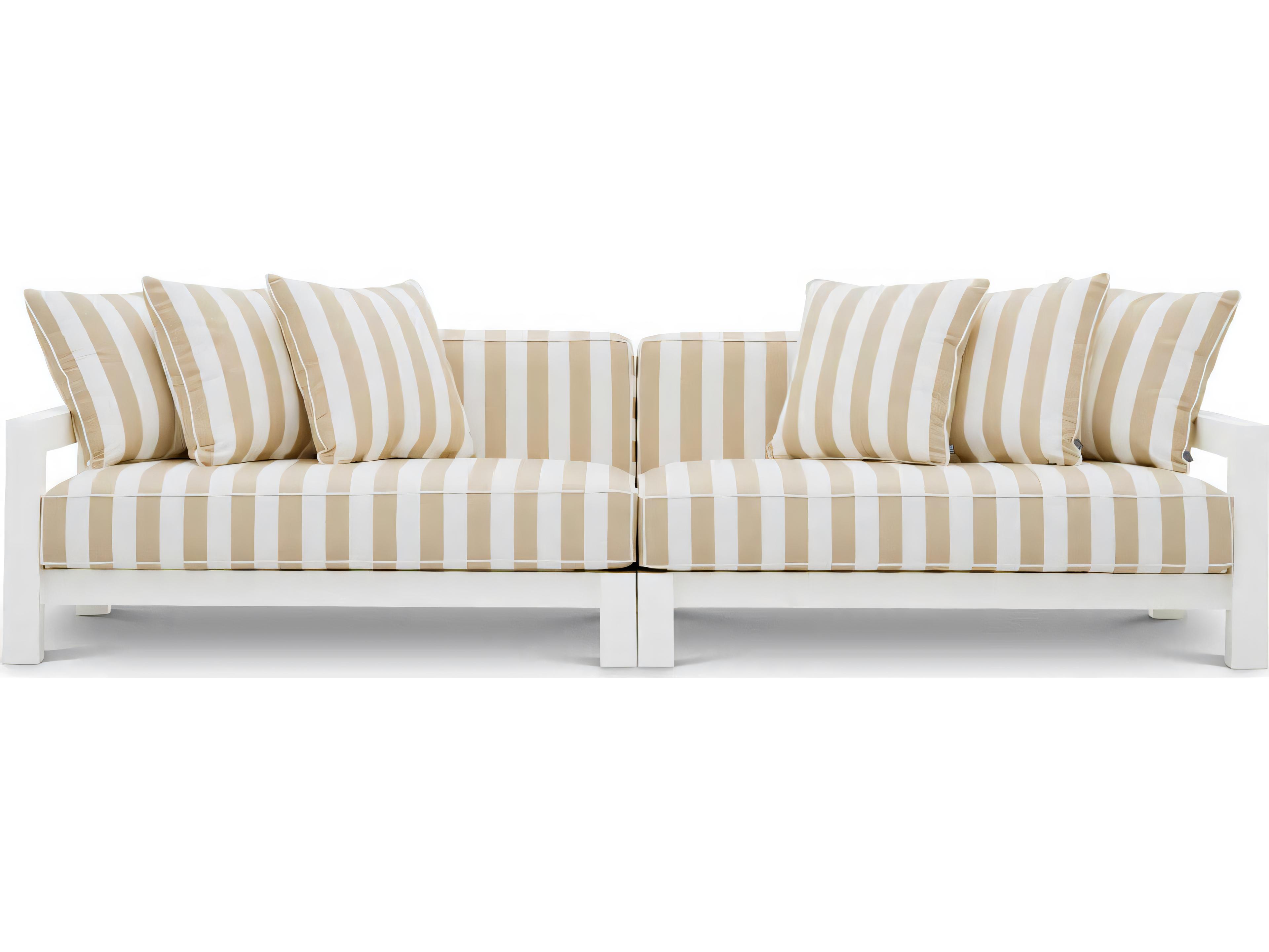 Eichholtz Outdoor Matte White Finish Florent Beige Sofa