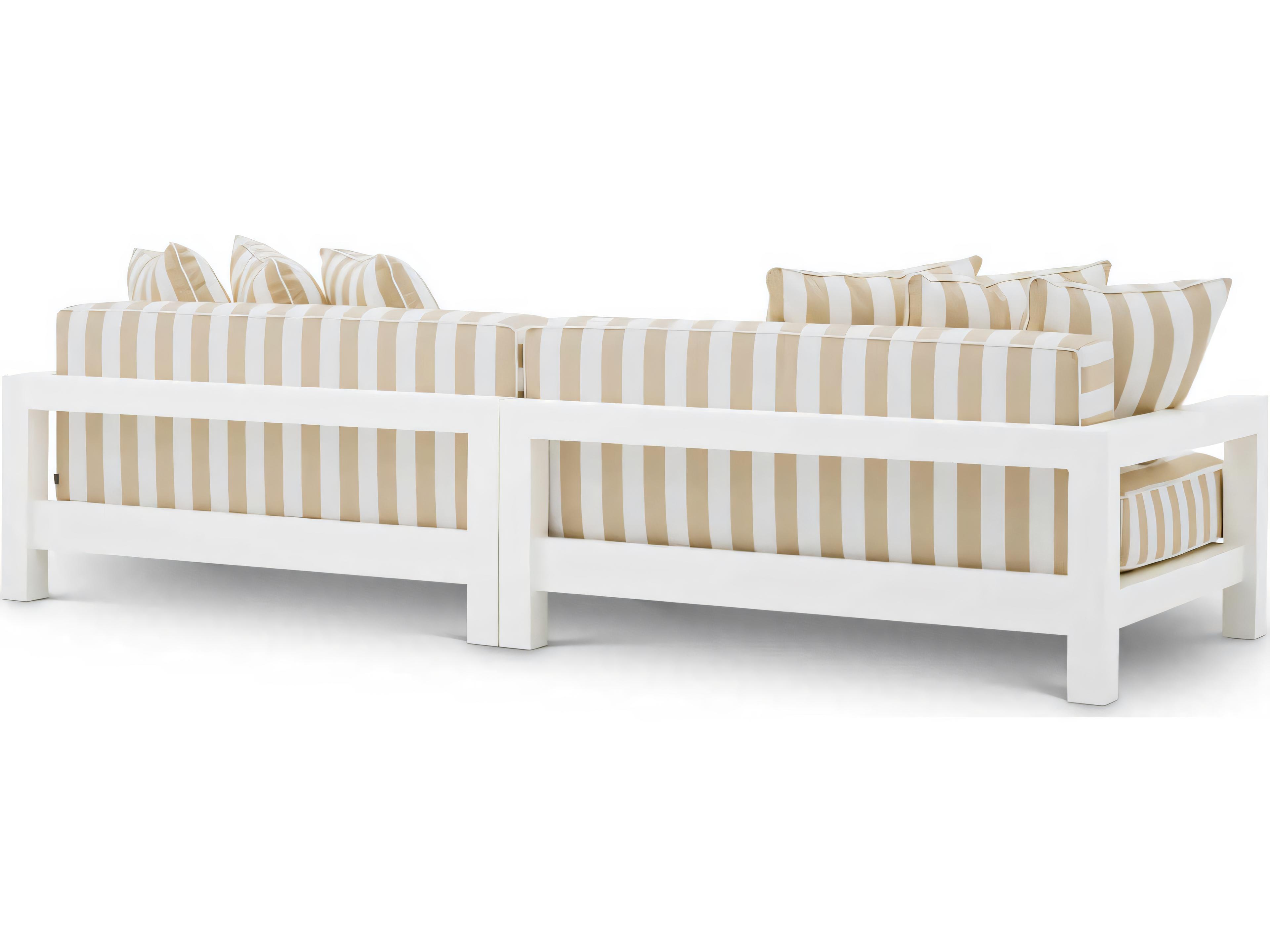 Eichholtz Outdoor Matte White Finish Florent Beige Sofa