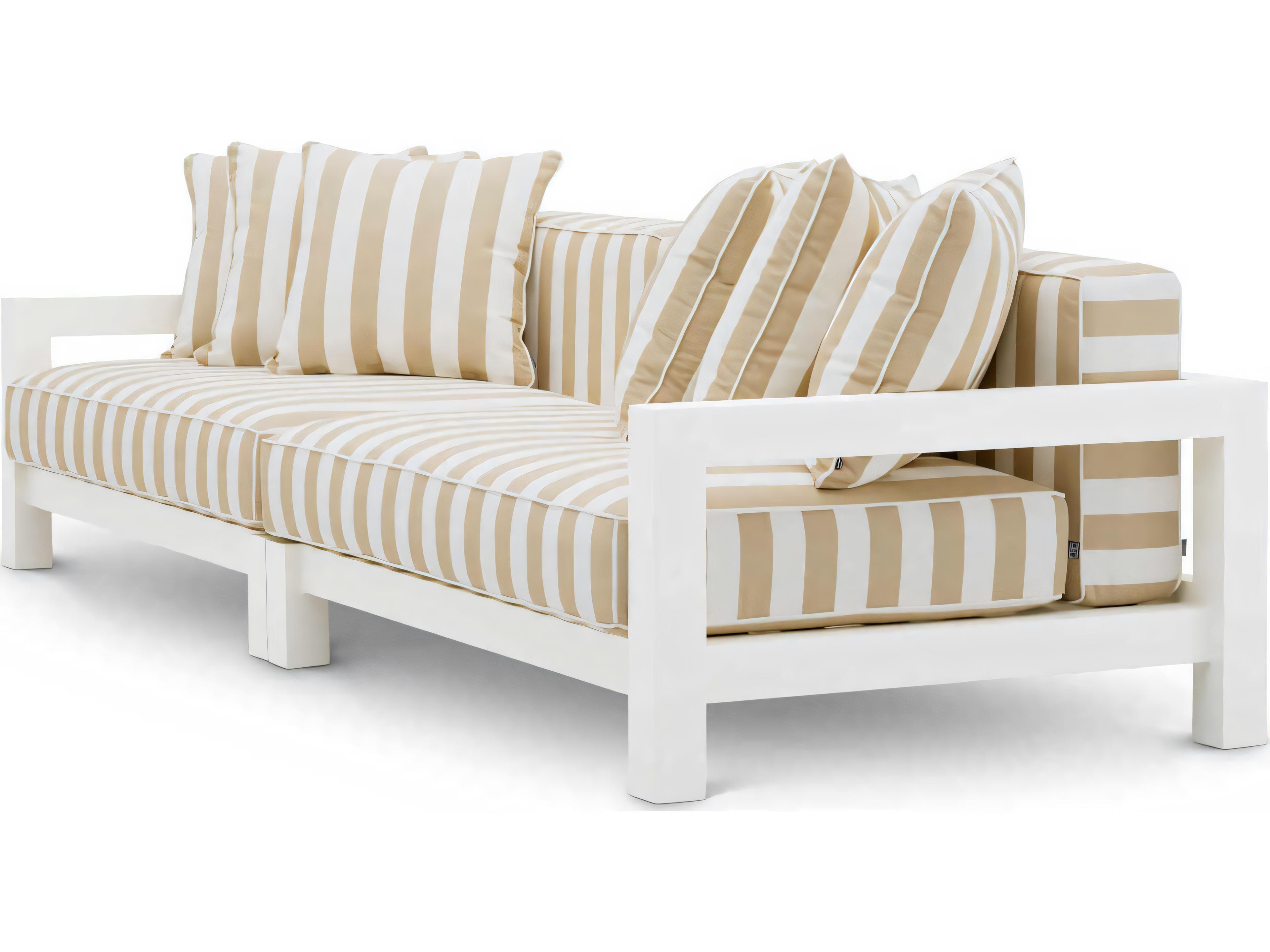 Eichholtz Outdoor Matte White Finish Florent Beige Sofa