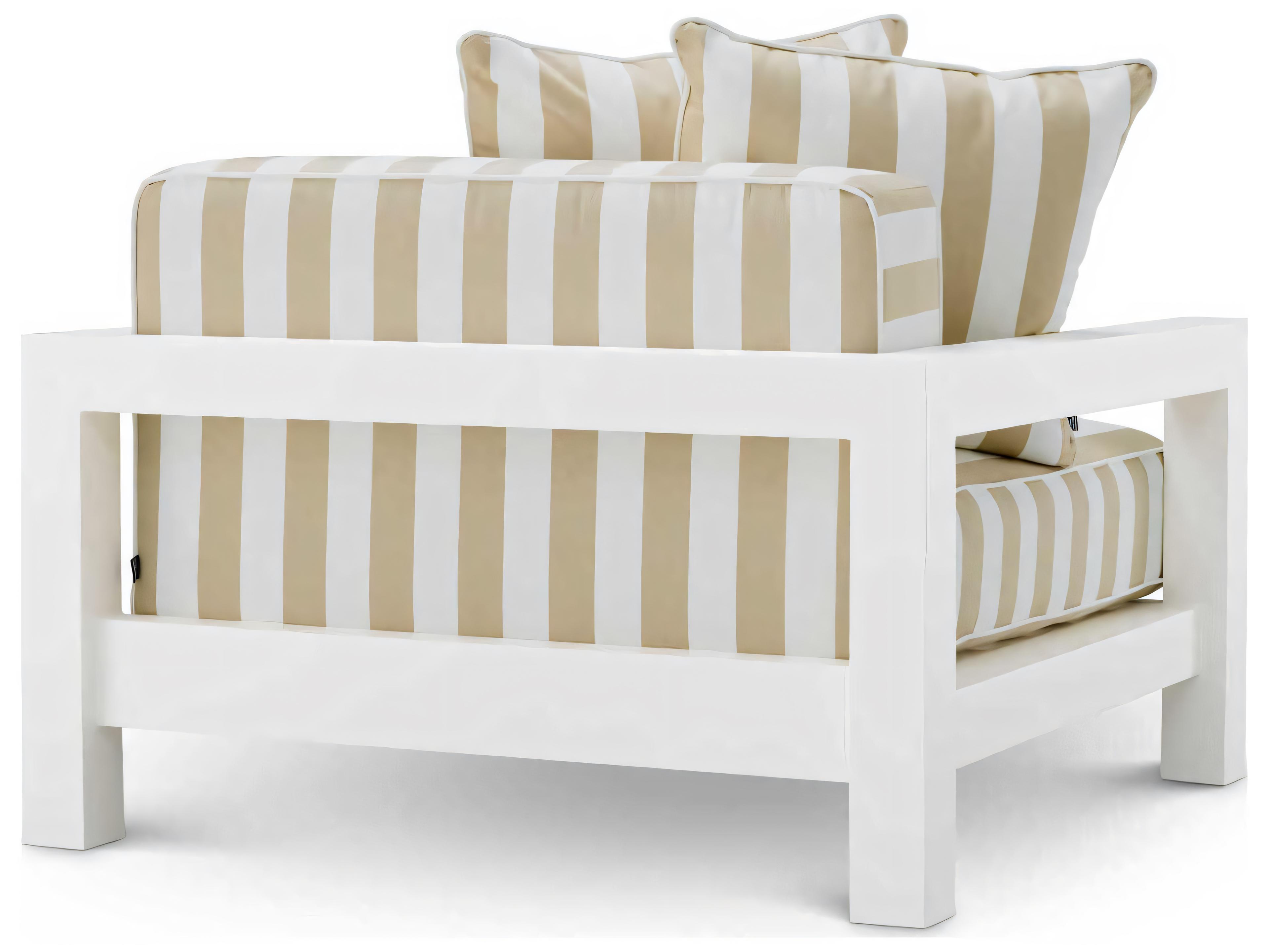 Eichholtz Outdoor Matte White Finish Florent Beige Lounge Chair