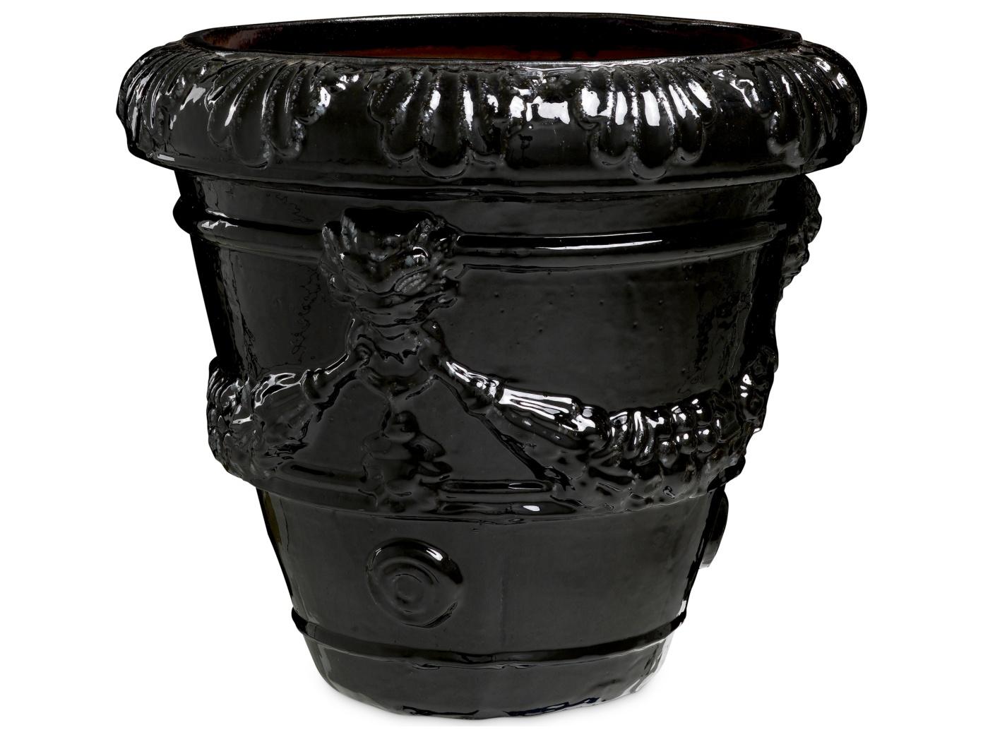 Eichholtz Outdoor Black Finish Ceramic Planter