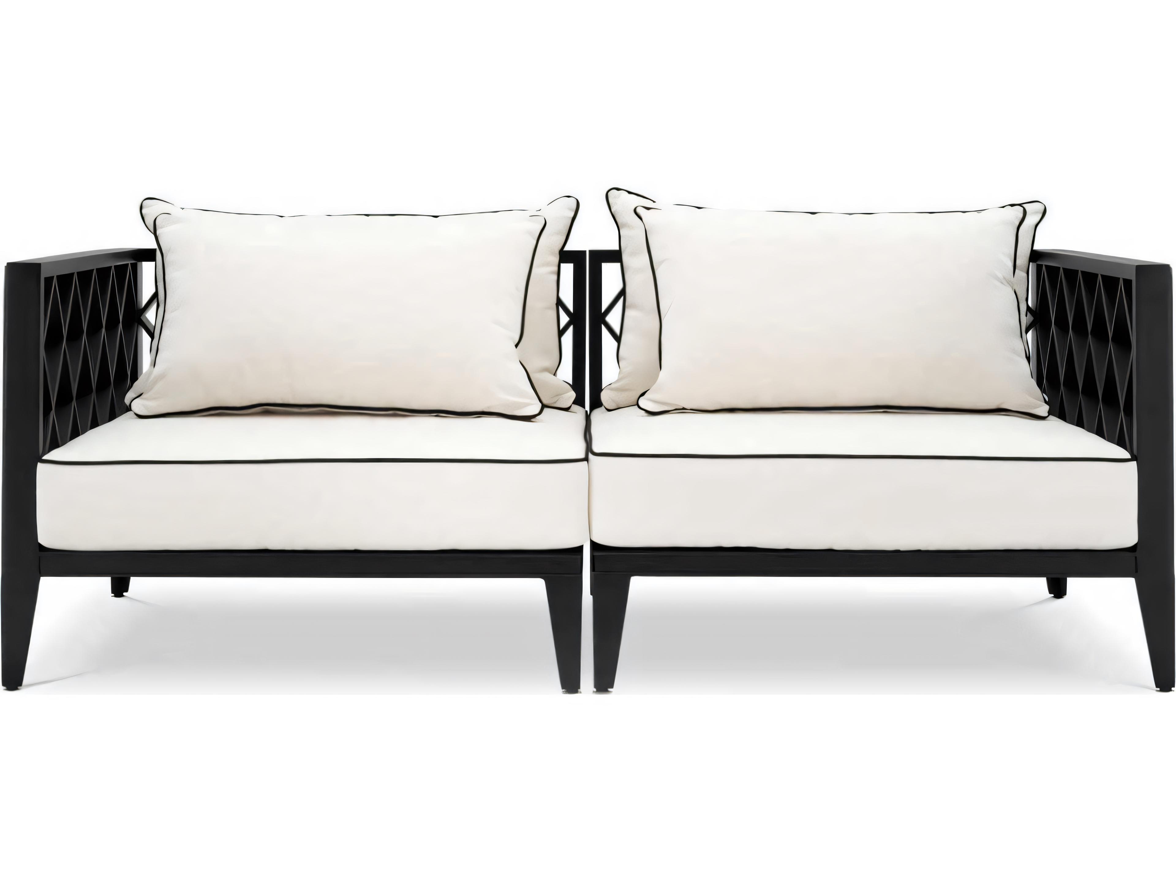 Eichholtz Outdoor Black Finish Sunbrella Canvas Sofa